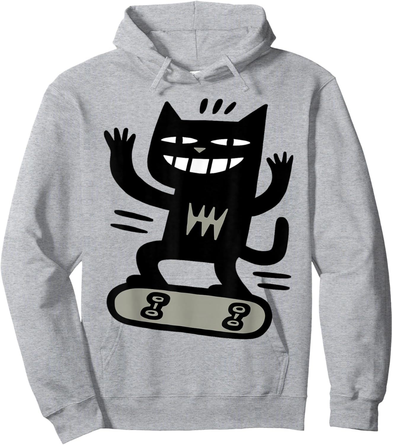 Skateboarding Cat Extreme Sports Cartoon Hoodie - Hoodie | Ash