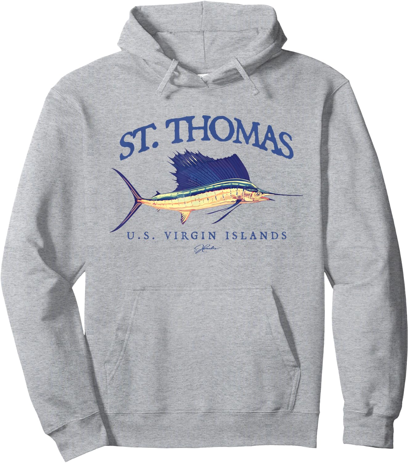 JCombs: St. Thomas, USVI, Vintage Sailfish Hoodie - Hoodie | Ash