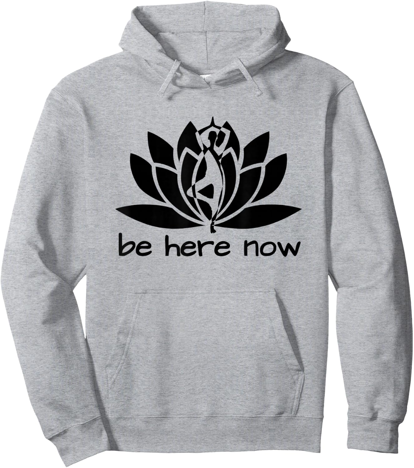 Yoga Be Here Now Fitness Workout Namaste Lotus Hoodie - Hoodie | Ash