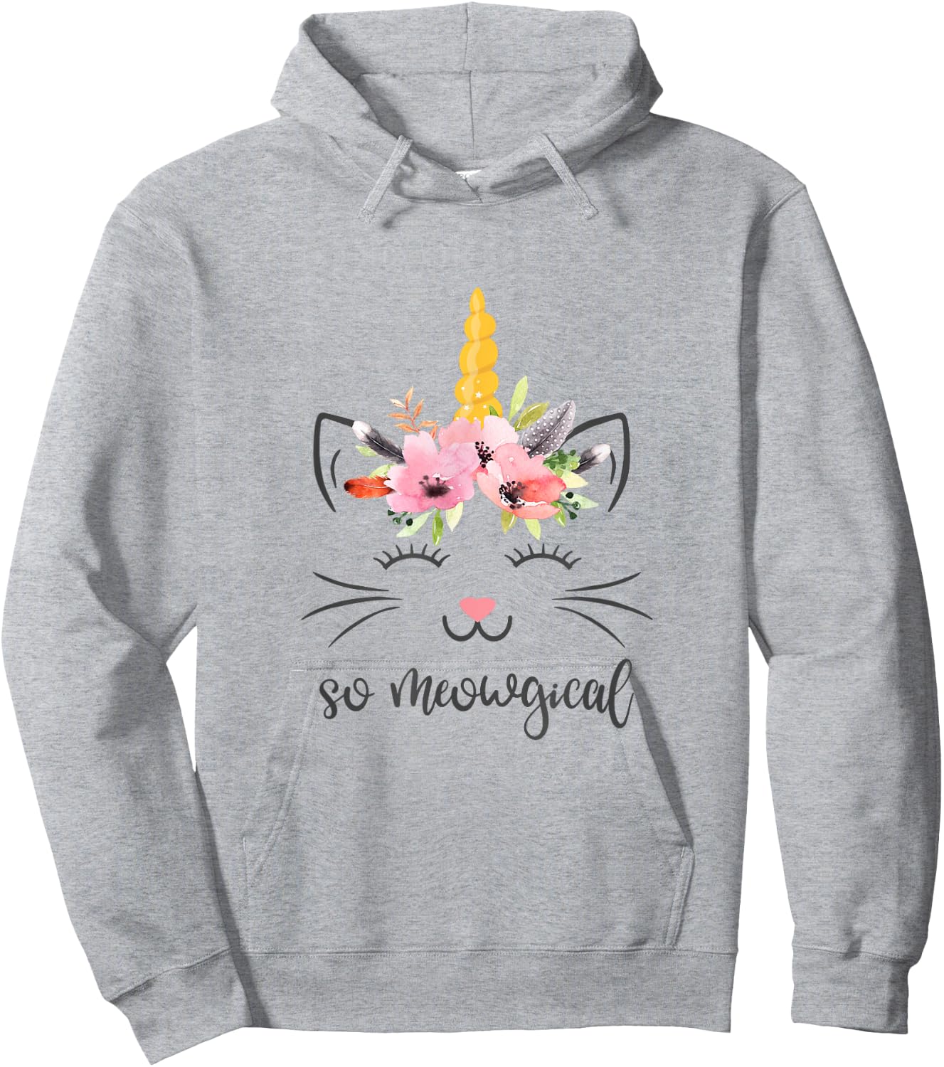 Meowgical Caticorn Cute Cat Unicorn Birthday Hoodie - Hoodie | Ash
