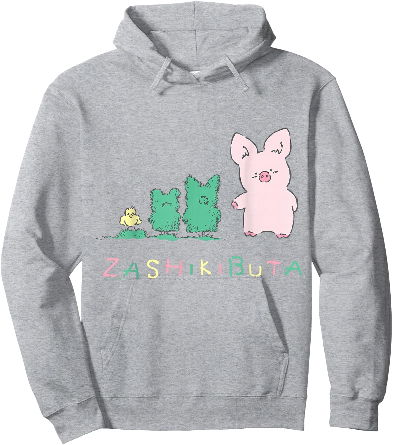 Sanrio Zashikibuta Cheerful Pig Shirt Hoodie - Hoodie | Ash
