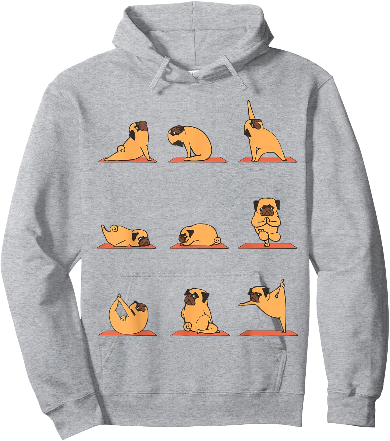 Pug Yoga Puppy Yoga Poses and Meditation Funny Hoodie - Hoodie | Ash