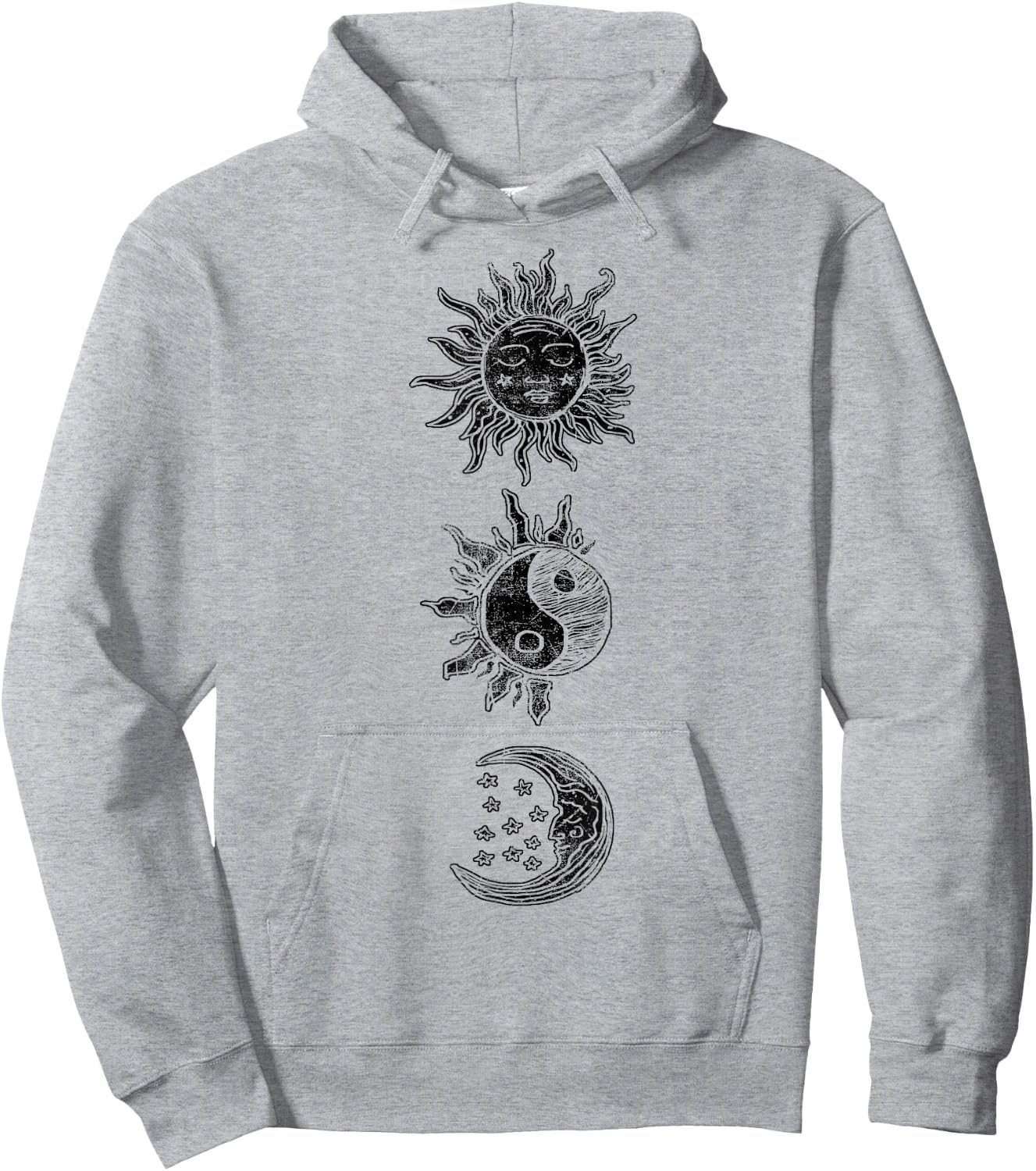 Sun Moon Star Yin Yang Geometric Hoodie - Hoodie | Ash