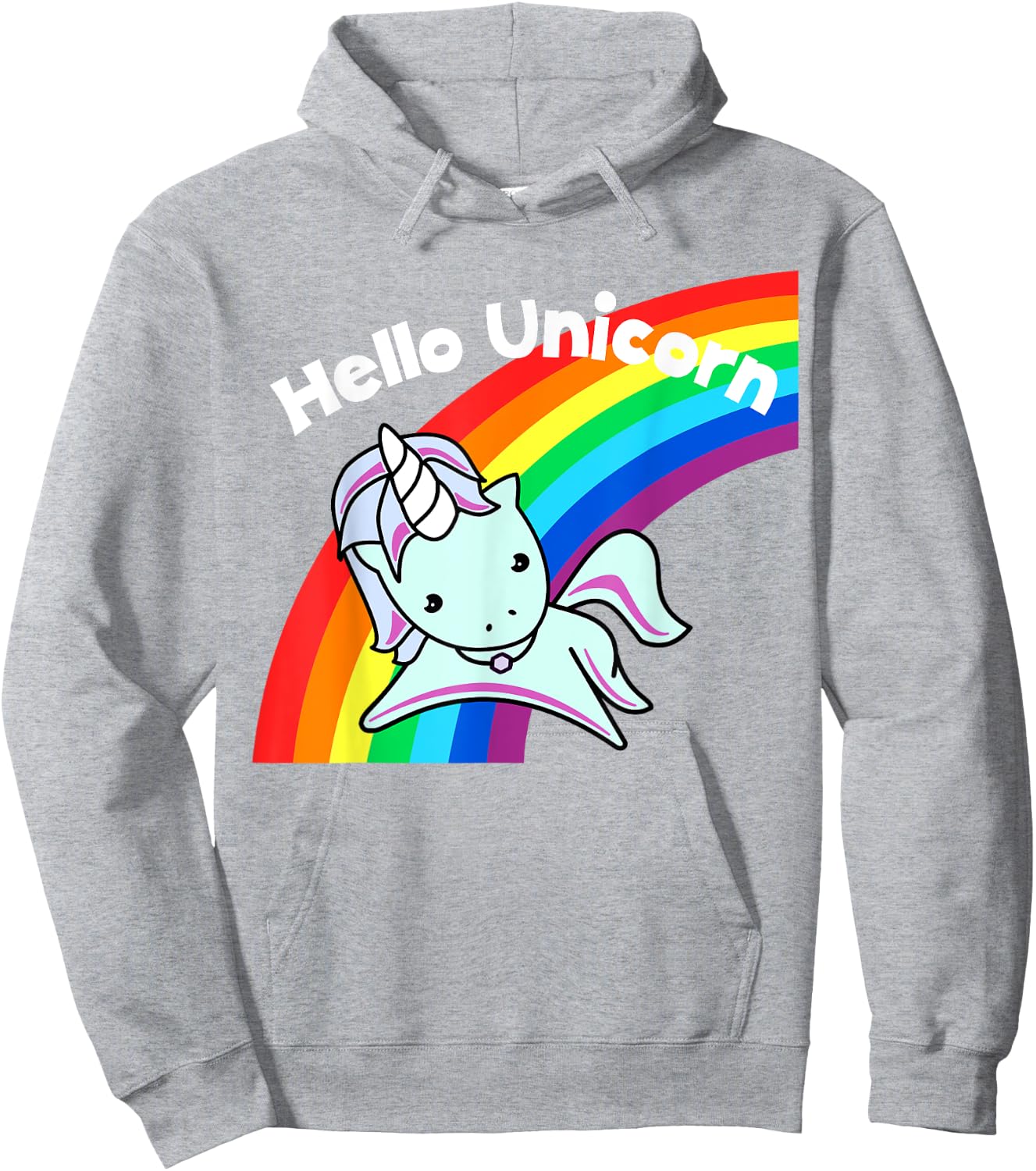 Pink Hello Unicorn Rainbow Hoodie - Hoodie | Ash