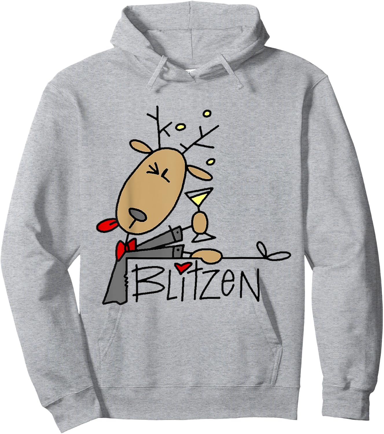 Blitzen Christmas Funny Reindeer Hoodie - Hoodie | Ash