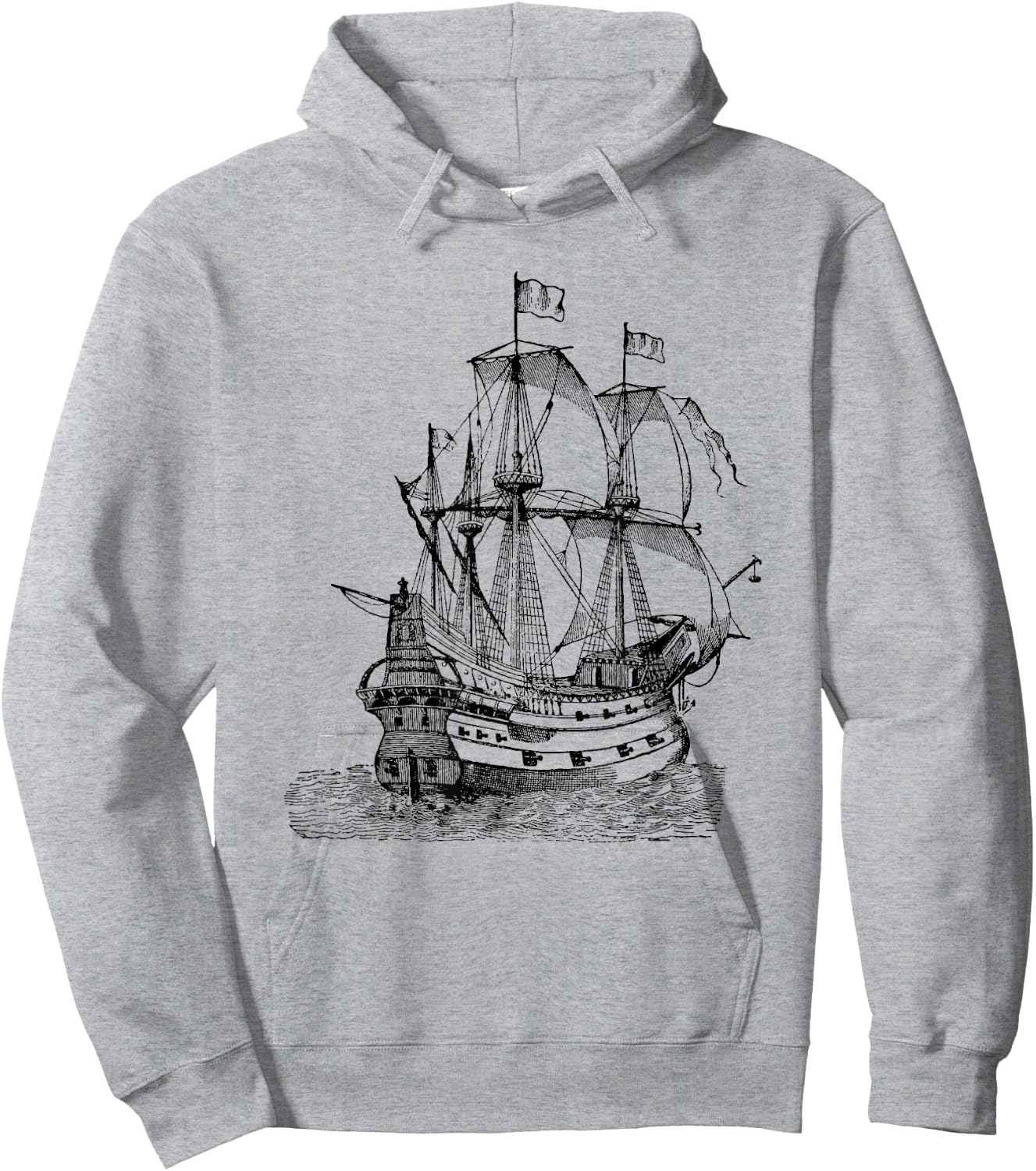Cool Graphic Design Old Pirate Ship Hoodie - Hoodie | Ash
