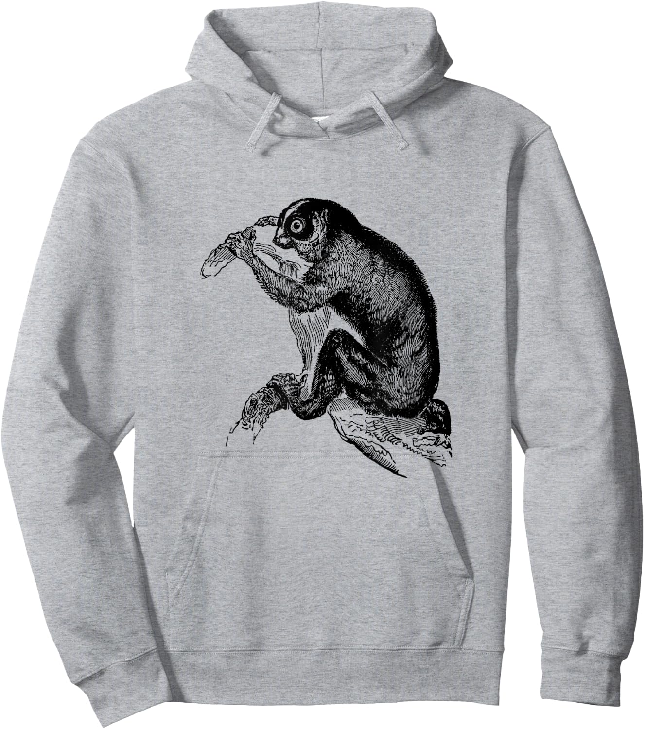 Slow Loris Vintage Print Hoodie - Hoodie | Ash