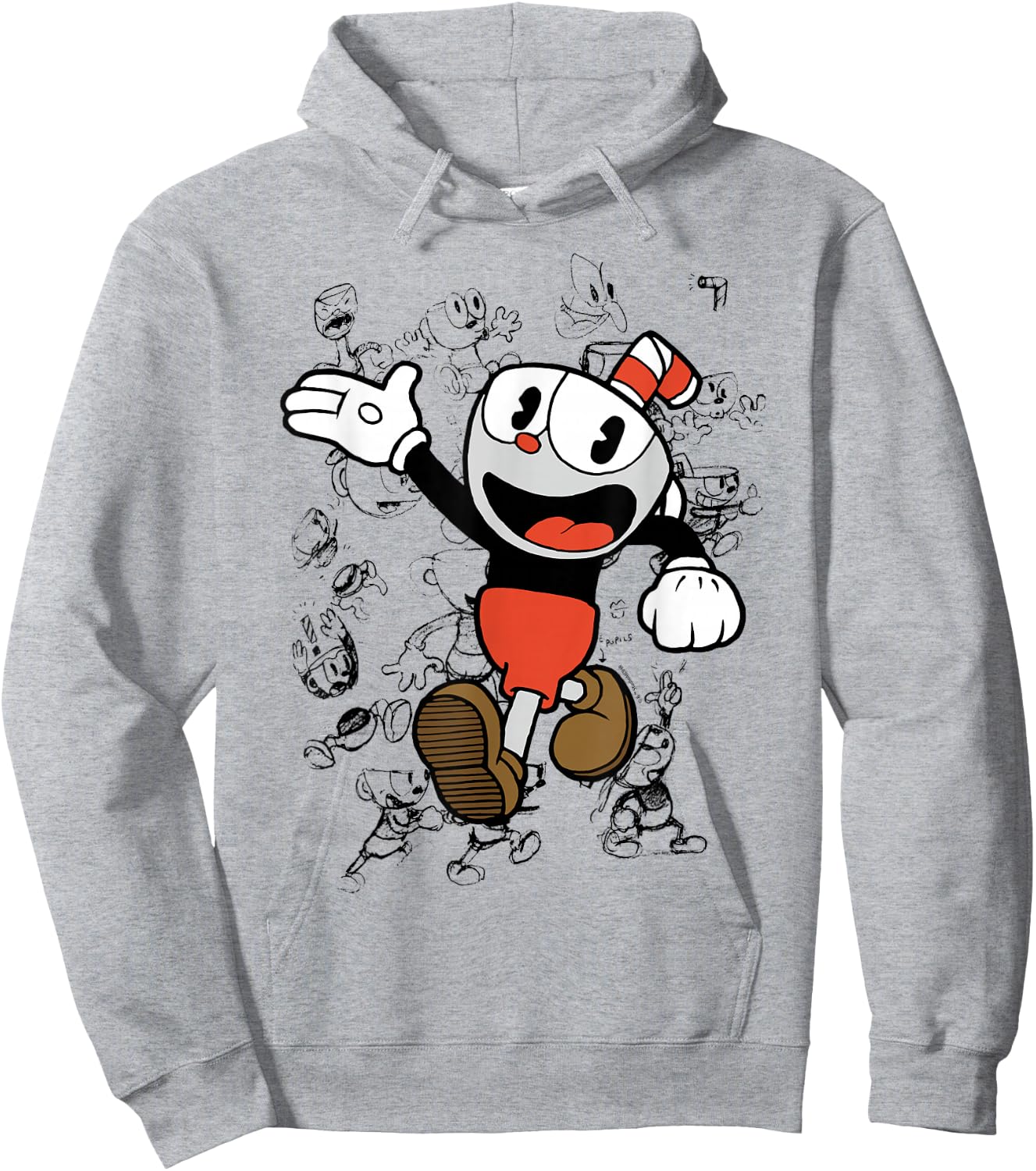 Cuphead Character Sketches Hoodie - Hoodie | Ash