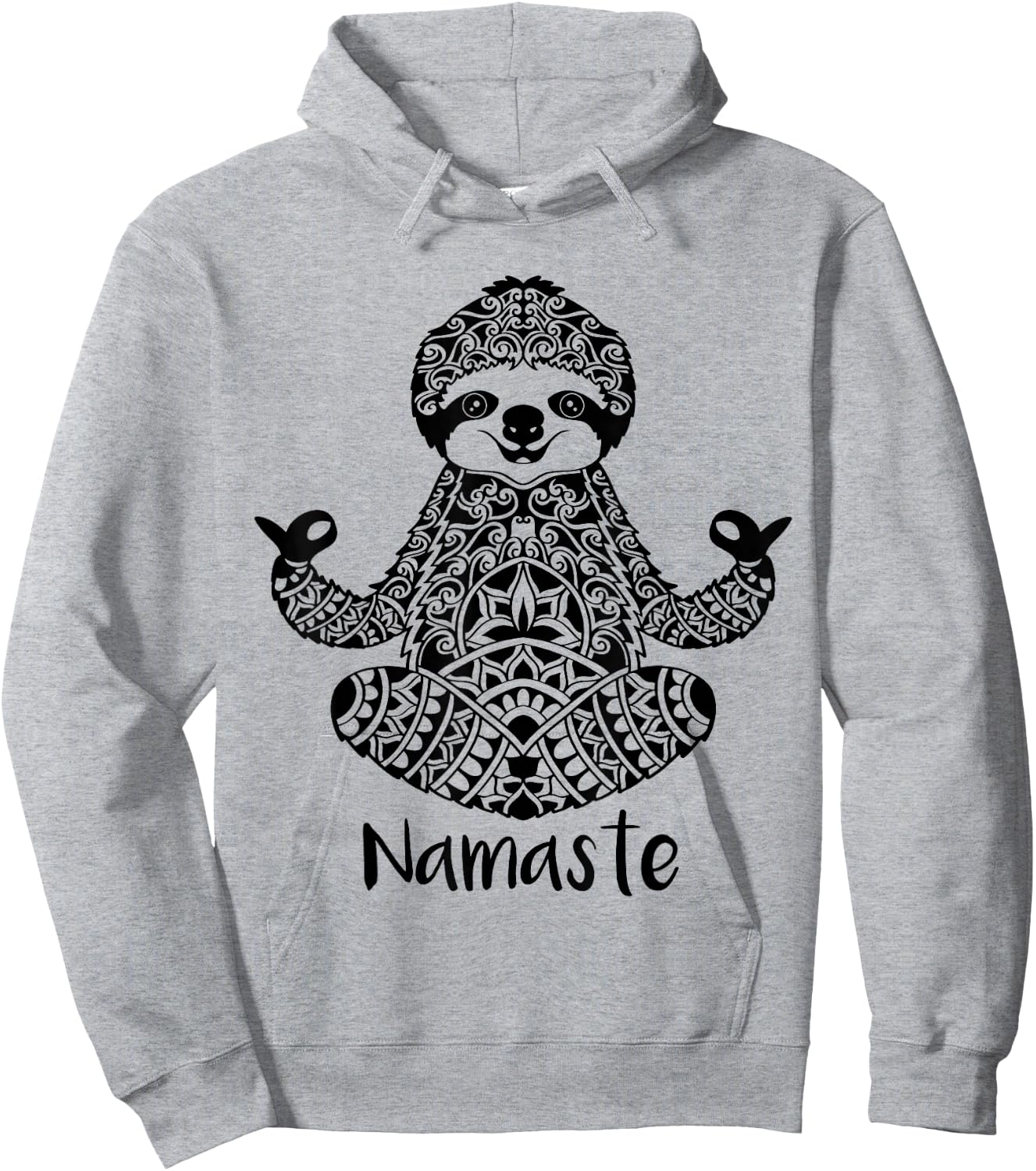 Namaste Sloth Yoga Easy Pose Hoodie - Hoodie | Ash