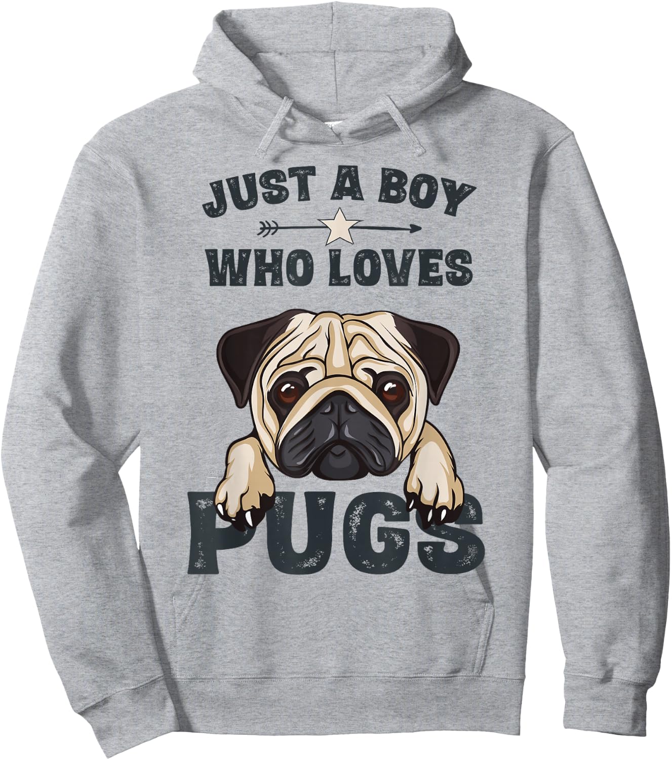 Love Pugs Funny Cute Pug Lover Saying Gift Boys Hoodie - Hoodie | Ash