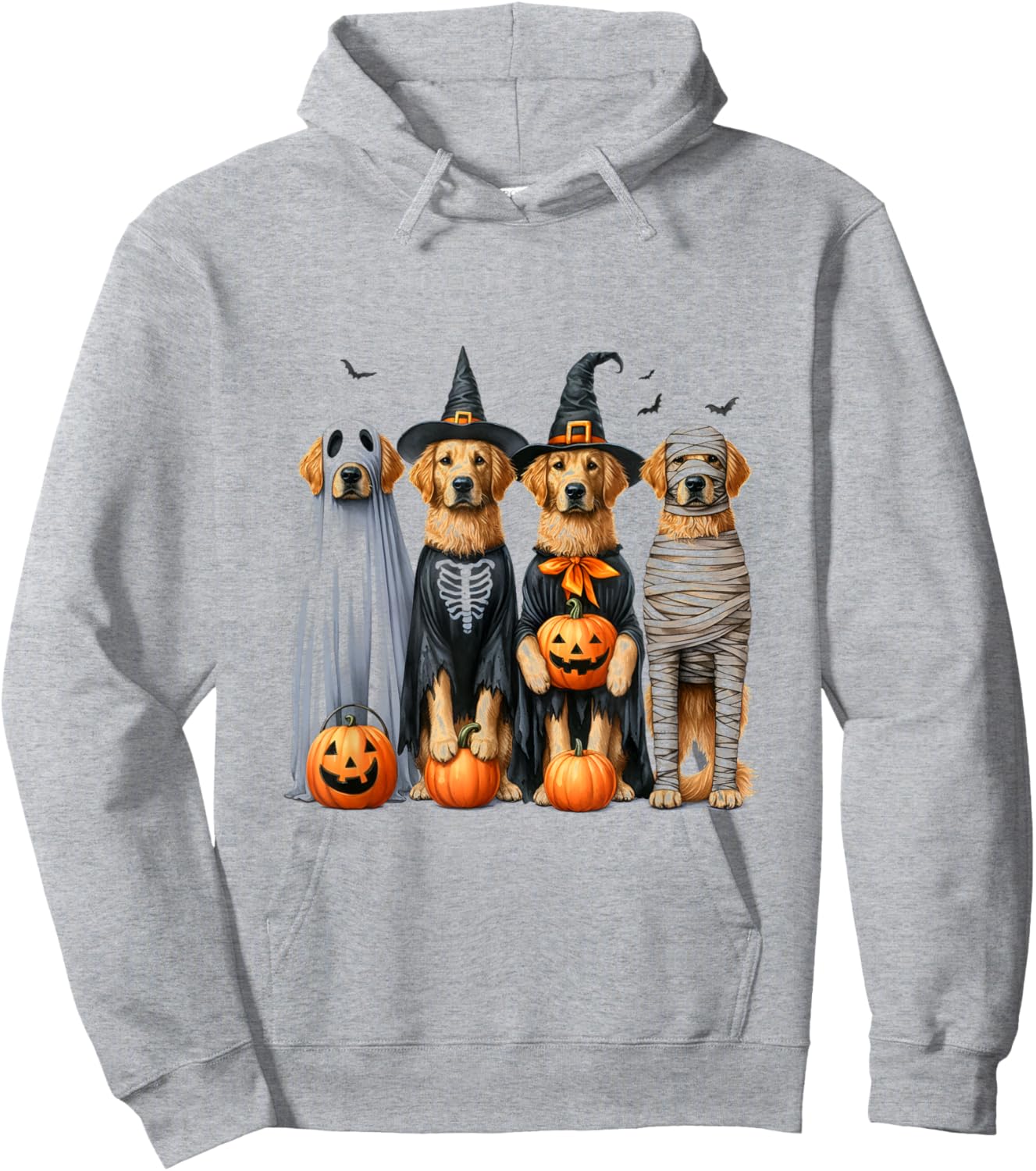 Golden Retriever Ghost Dog Halloween Hoodie - Hoodie | Ash
