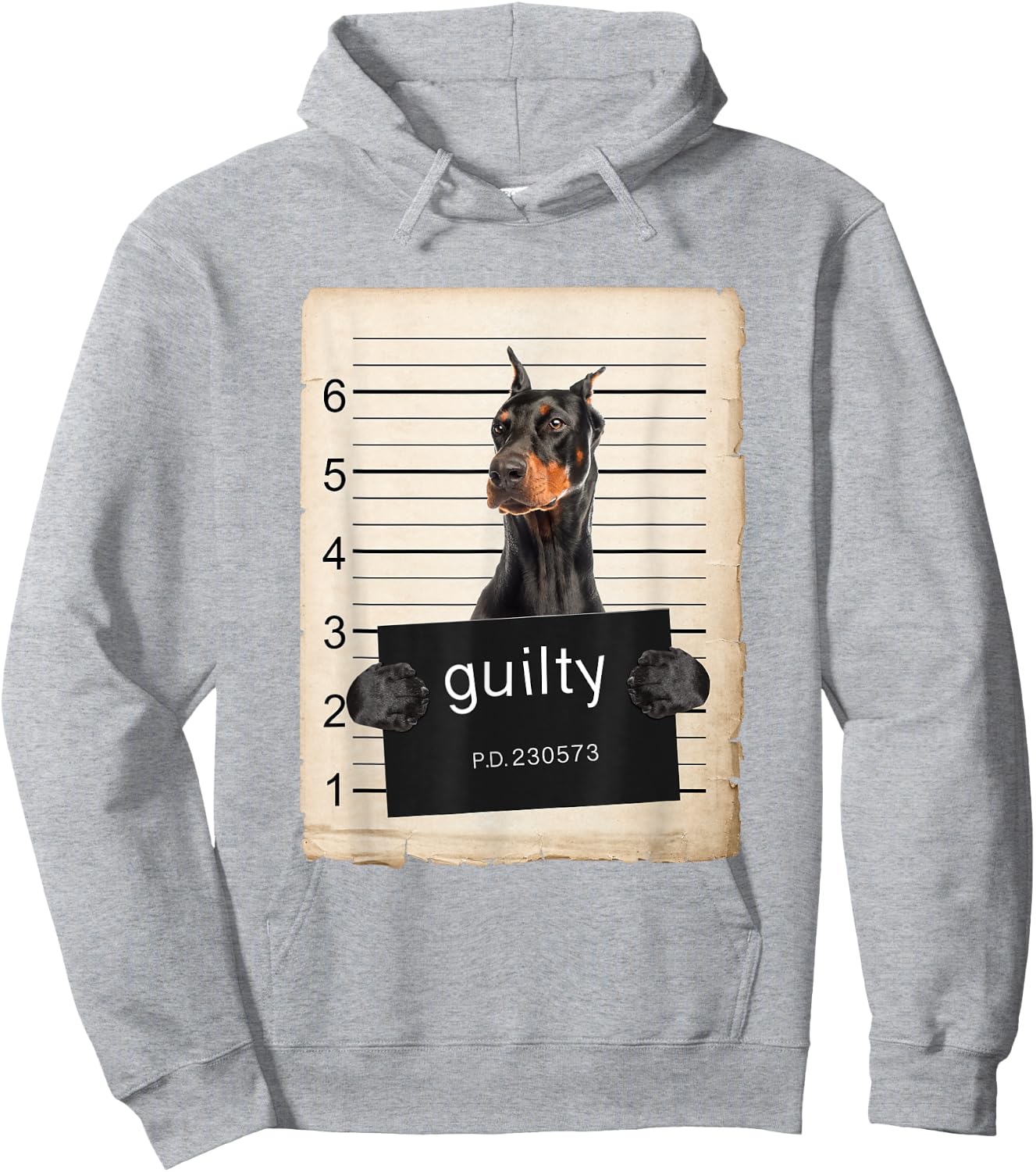 Doberman Pinscher Dog mug shot Hoodie - Hoodie | Ash