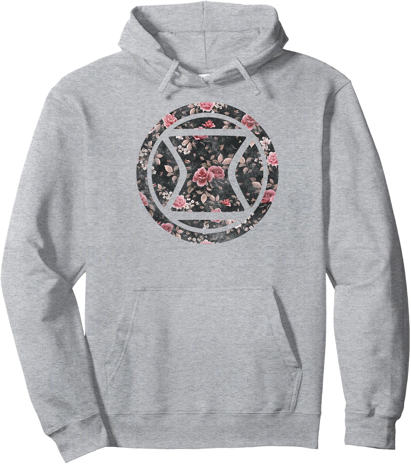 Marvel Black Widow Logo Floral Pattern Icon Hoodie - Hoodie | Ash