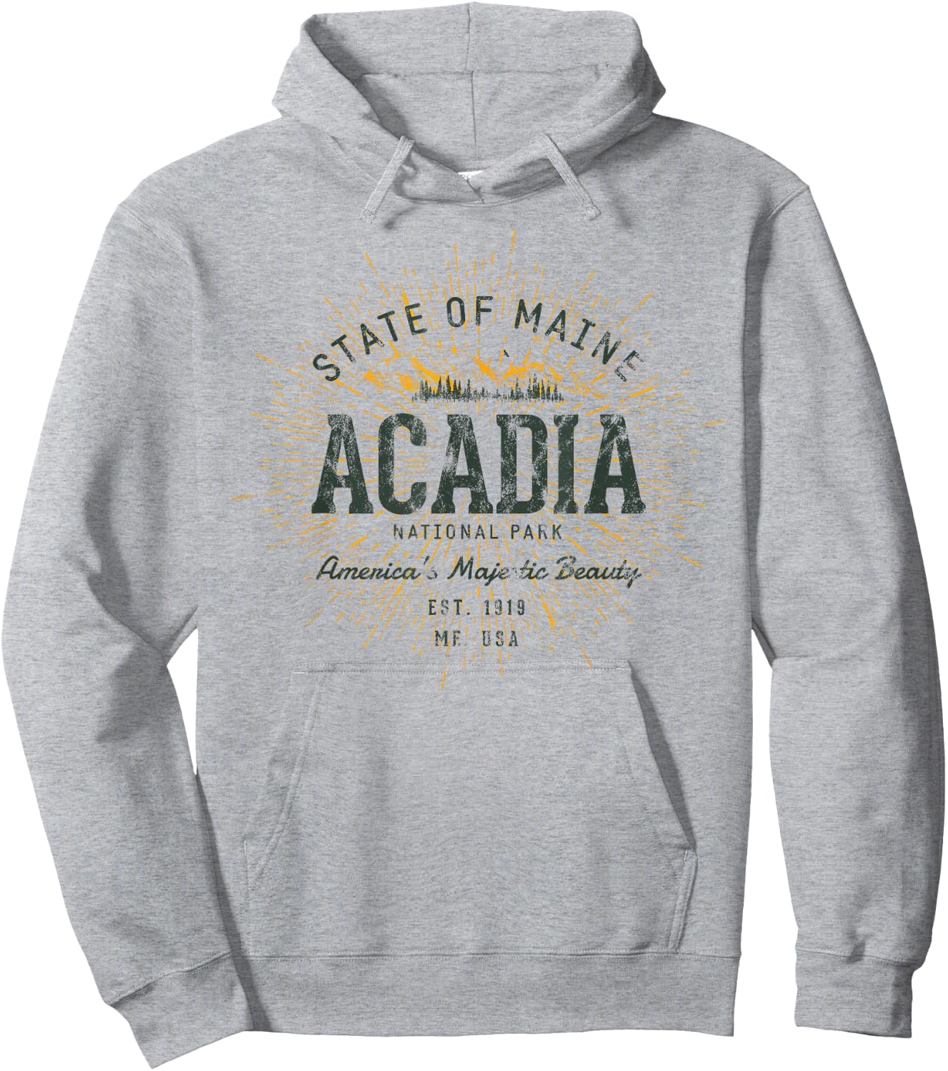Retro Style Vintage Acadia National Park Hoodie - Hoodie | Ash
