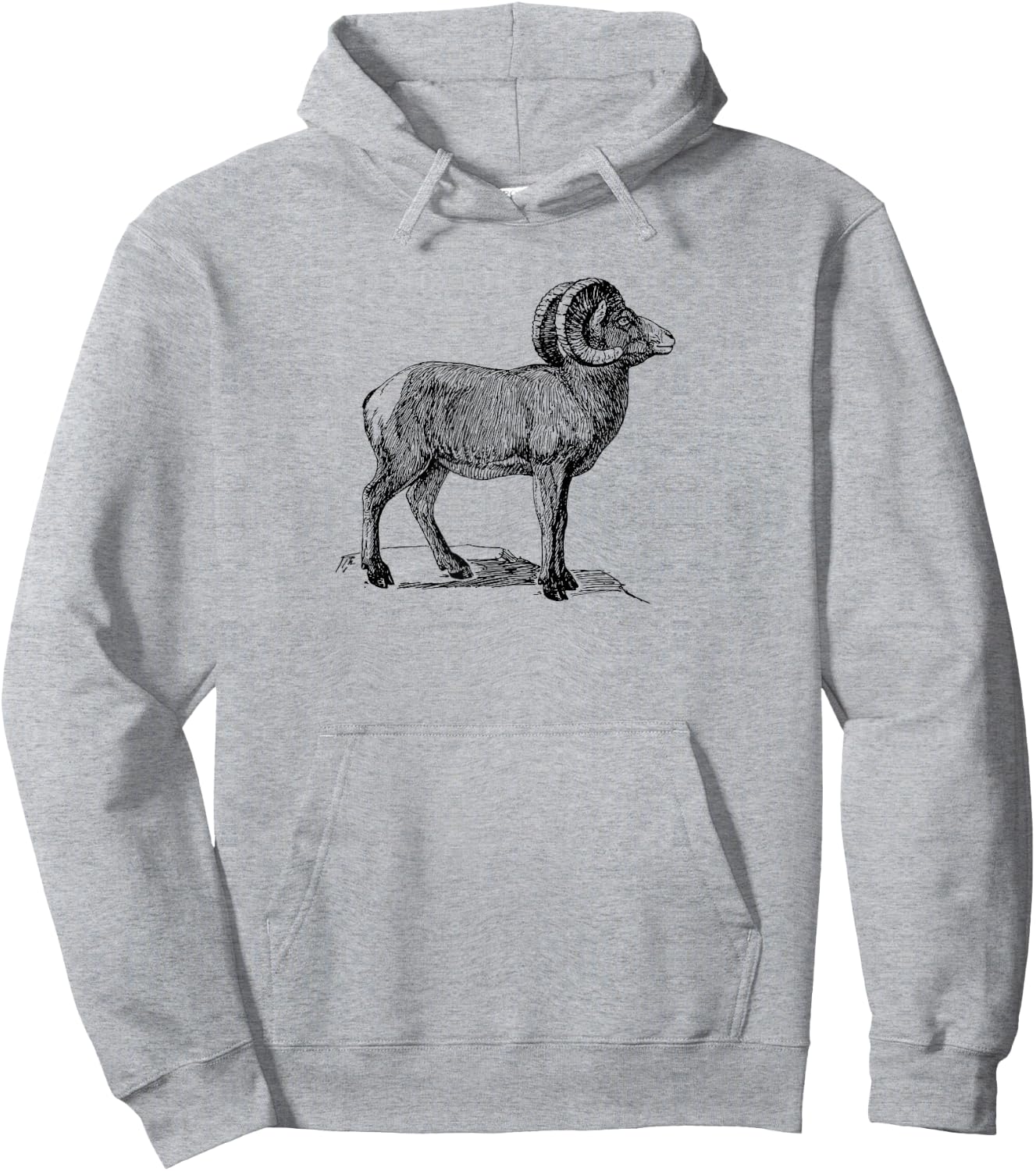 Simple Ram Mountain Goat Animal Design Hoodie - Hoodie | Ash