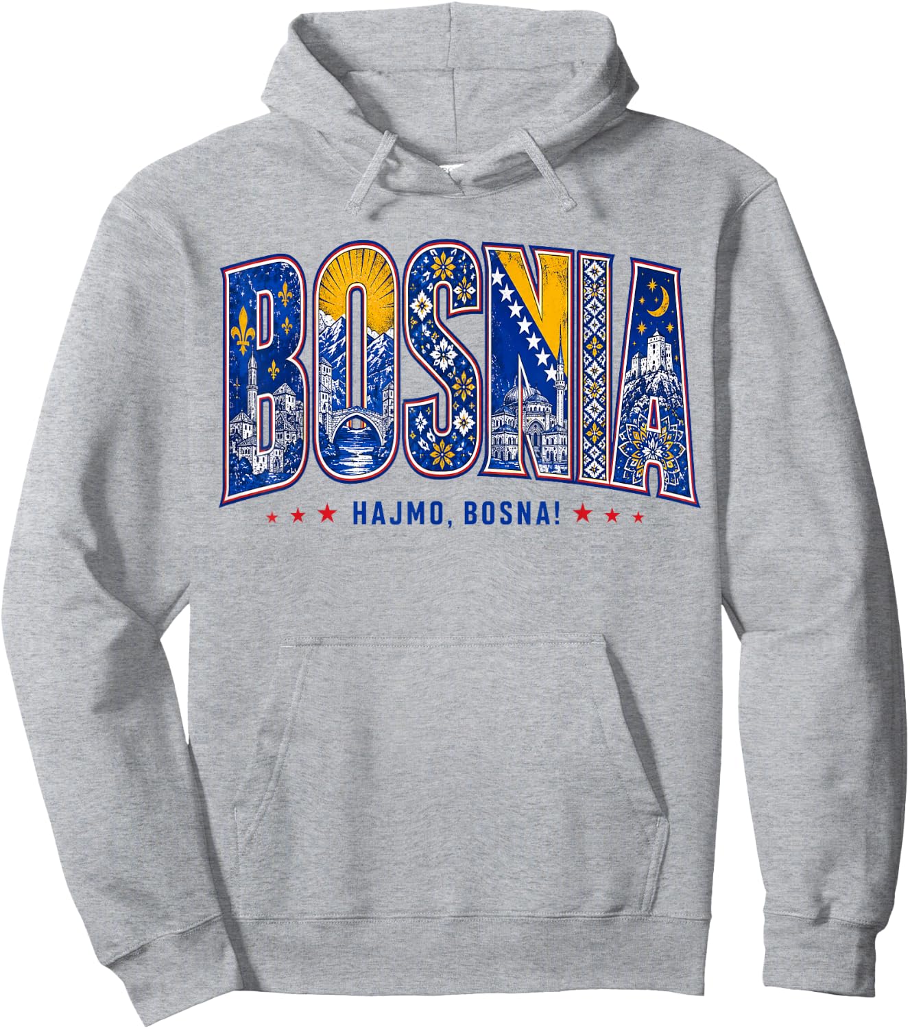 Bosnia Hajmo Bosna Pride Heritage Graphic Hoodie - Hoodie | Ash