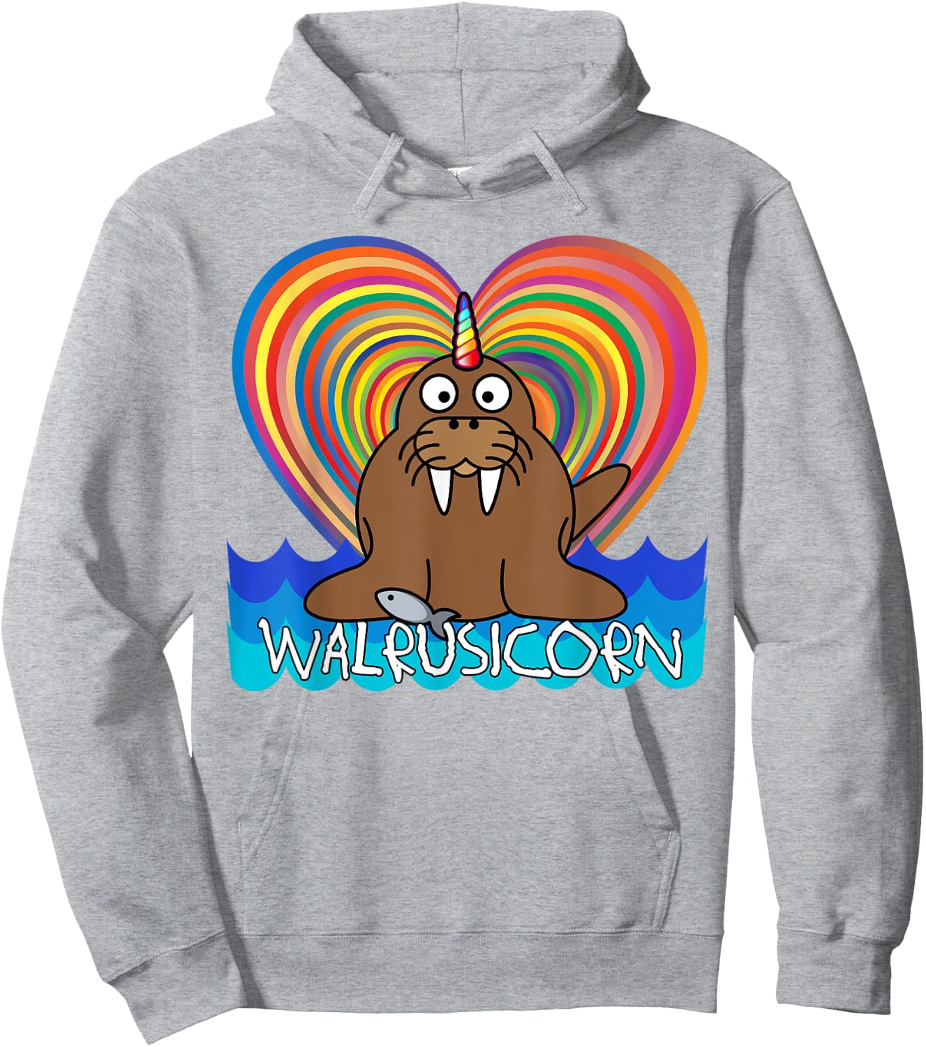 WALRUSICORN T Shirt Walrus Unicorn Hoodie - Hoodie | Ash