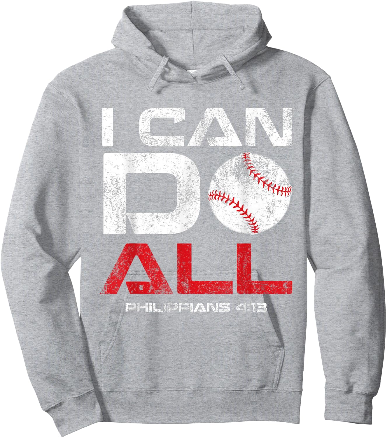 I Can Do All Philippians 4:13 Baseball Hoodie - Hoodie | Ash