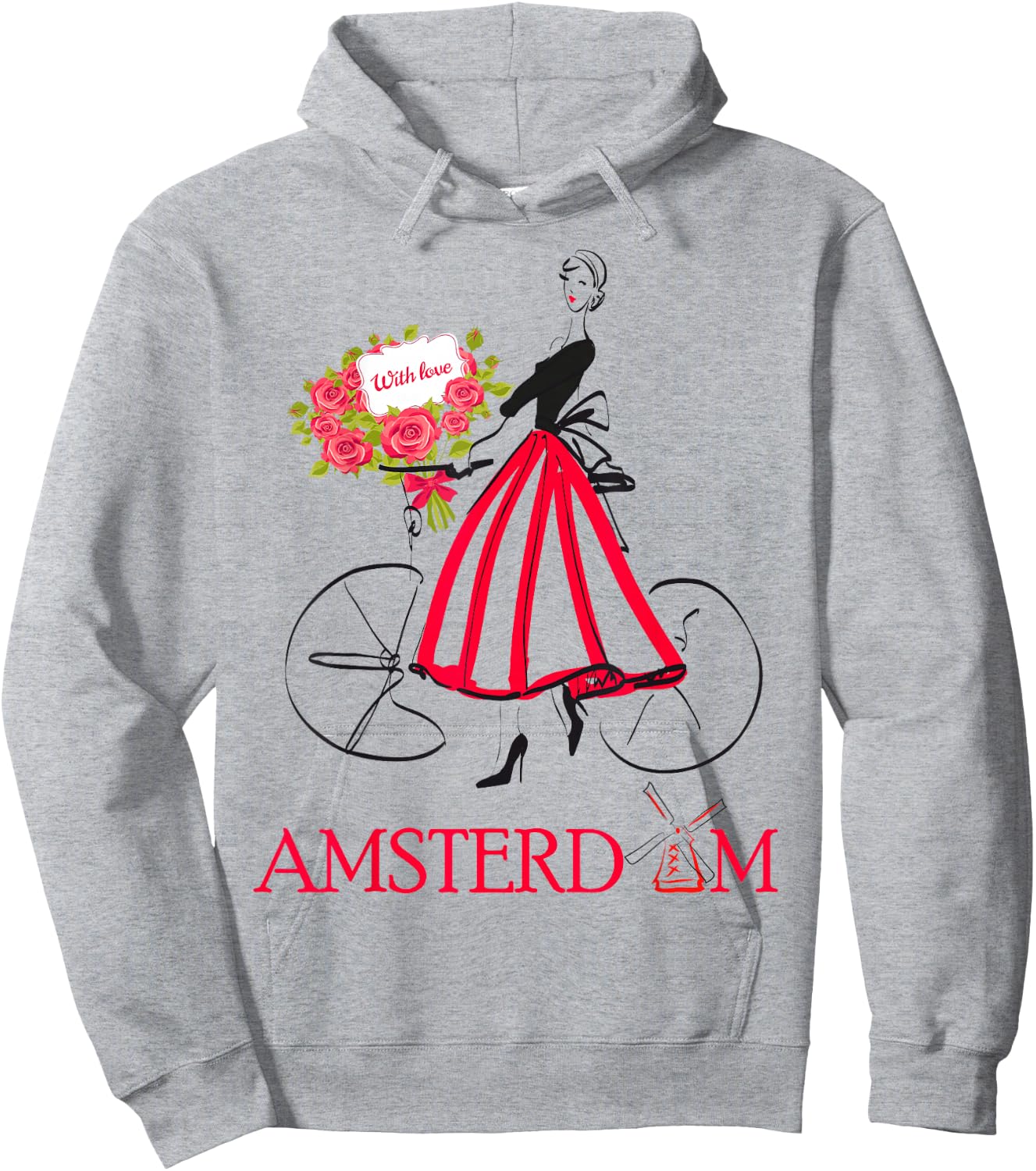 Amsterdam Woman - Amsterdam Bicycle - 5 colors Hoodie - Hoodie | Ash