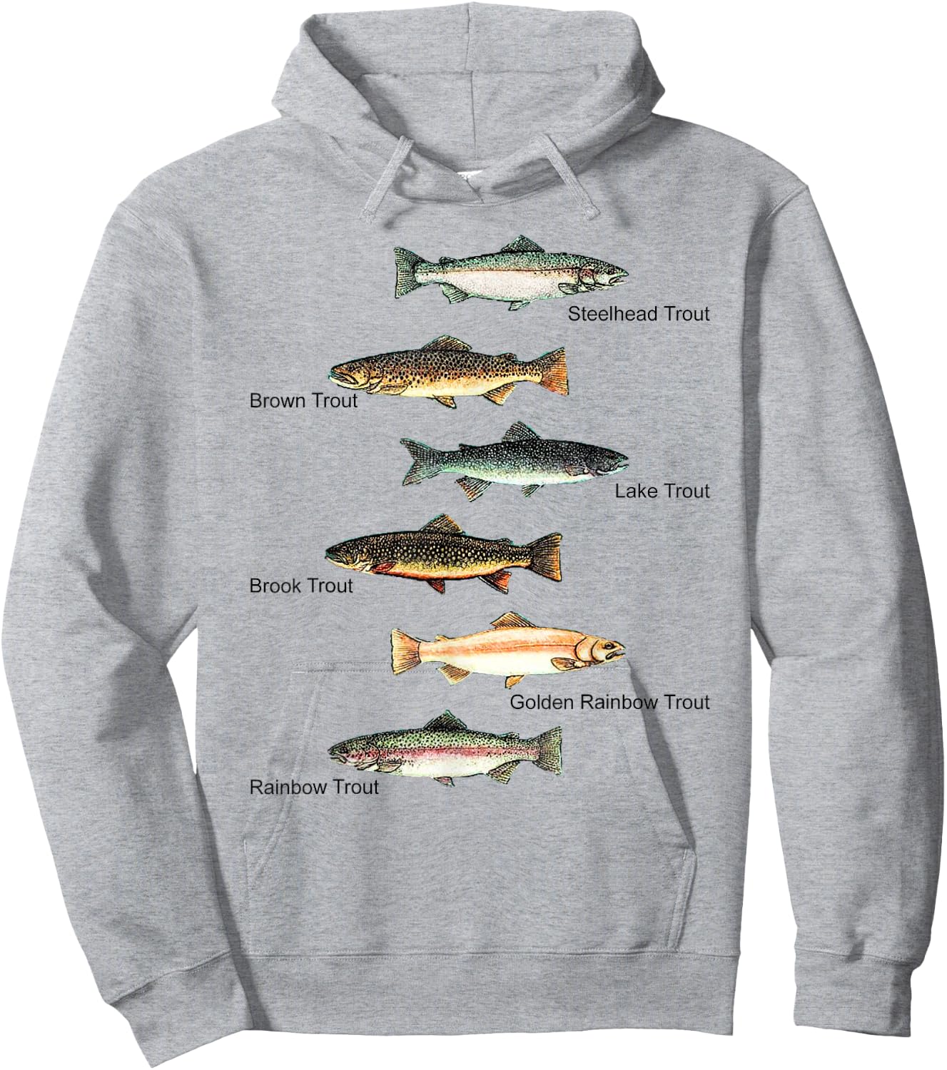 Types of Trout Fish Species Collection Fishing Hoodie - Hoodie | Ash