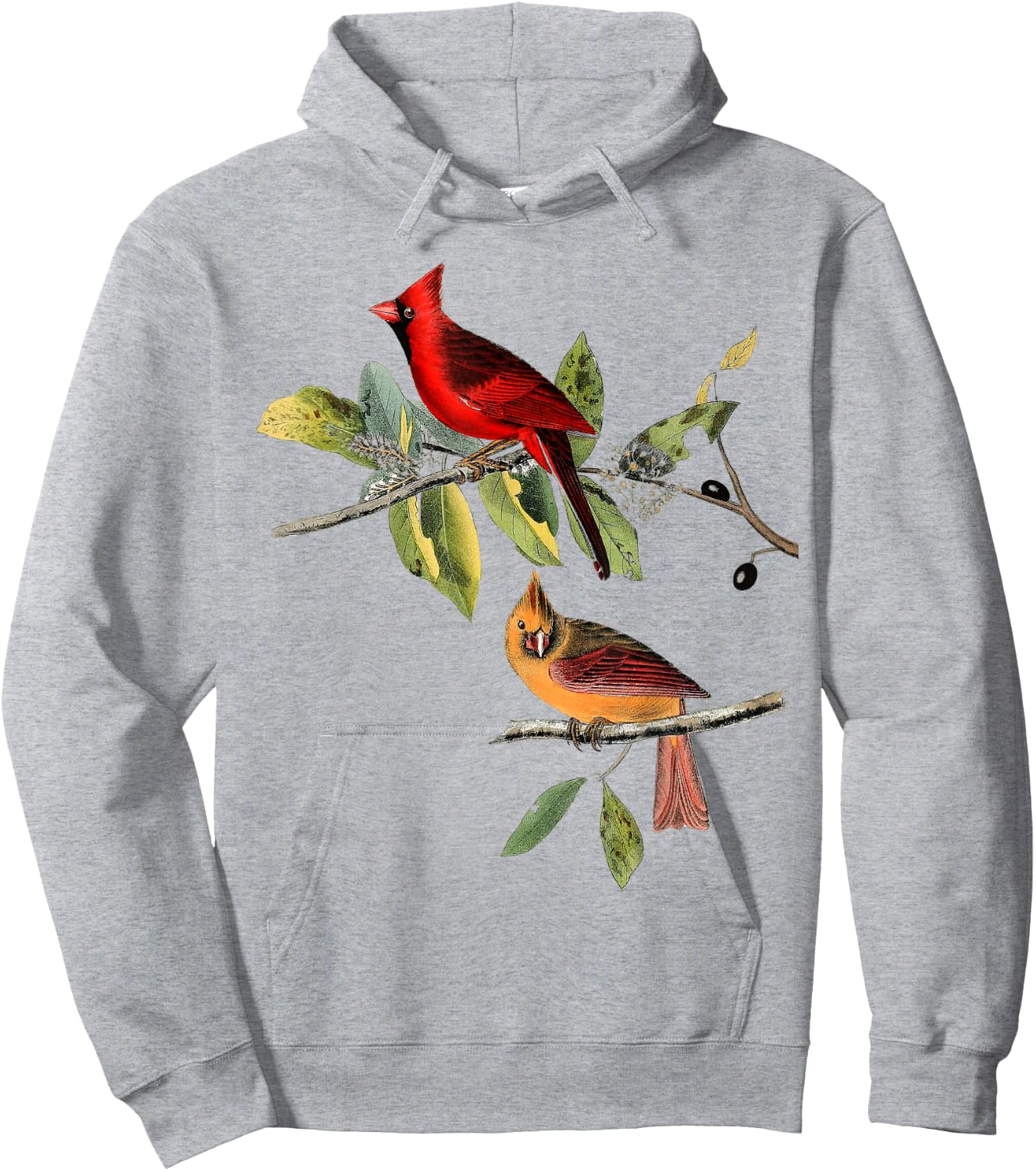 Red Cardinal Bird Male Female Hoodie - Hoodie | Ash