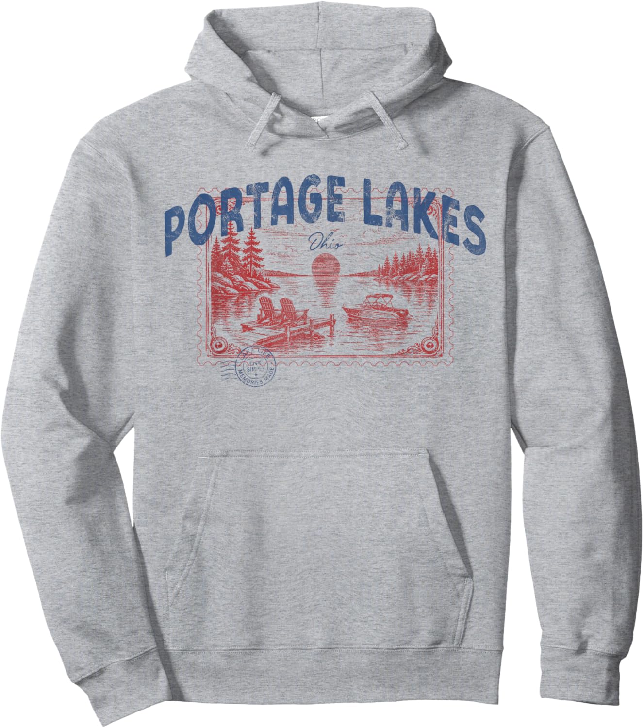 Portage Lakes Ohio Outdoors Vintage Hoodie - Hoodie | Ash
