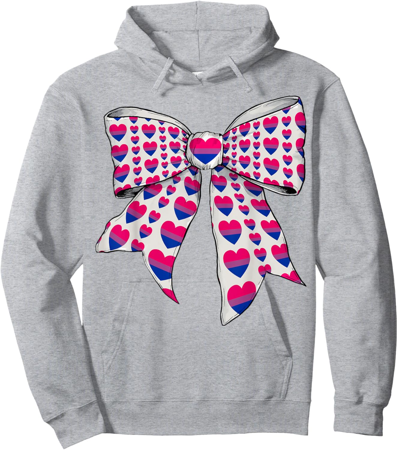 Bisexual Pride Bi Flag Heart LGBTQ Coquette Bow Hoodie - Hoodie | Ash