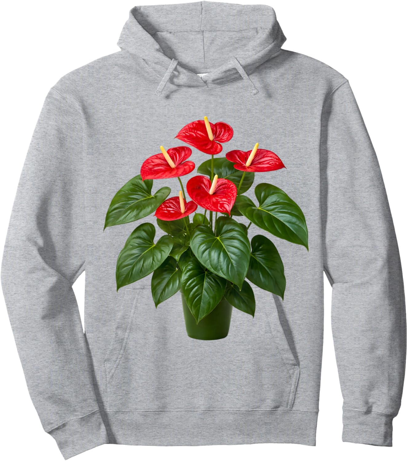 Anthurium Flower Plant Botanical Hoodie - Hoodie | Ash