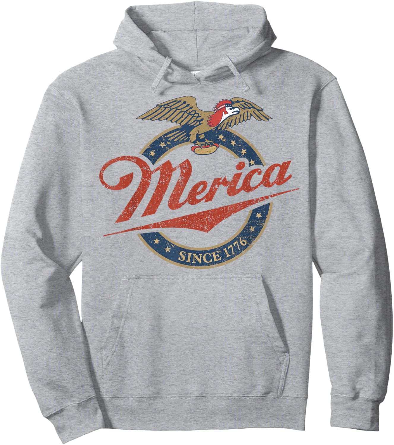 Merica Eagle Mullet Hot Dog Vintage Hoodie - Hoodie | Ash