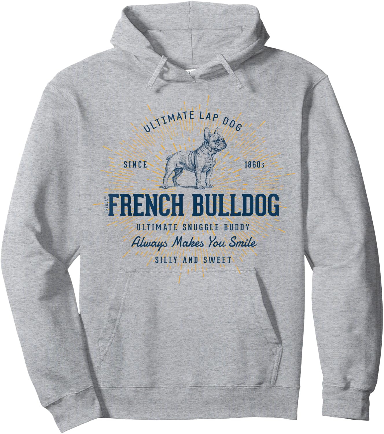 Retro French Bulldog Vintage Hoodie - Hoodie | Ash