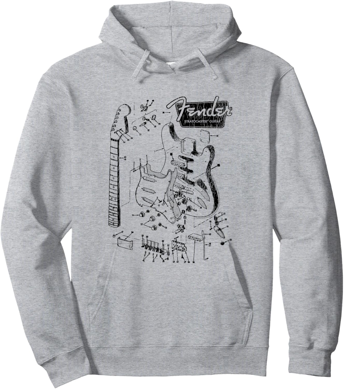 Fender Stratocaster Breakdown Schematics Hoodie - Hoodie | Ash