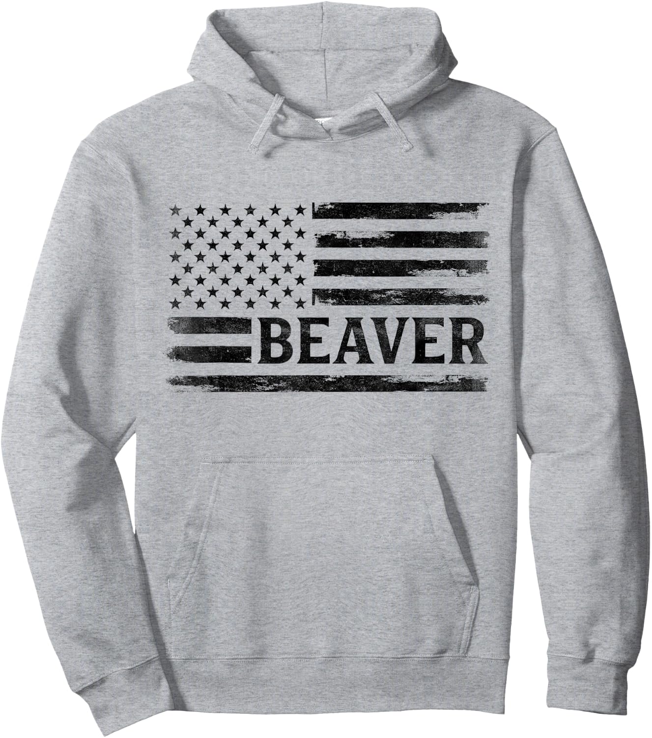 Beaver Black Vintage USA Flag Animal Lover Hoodie - Hoodie | Ash