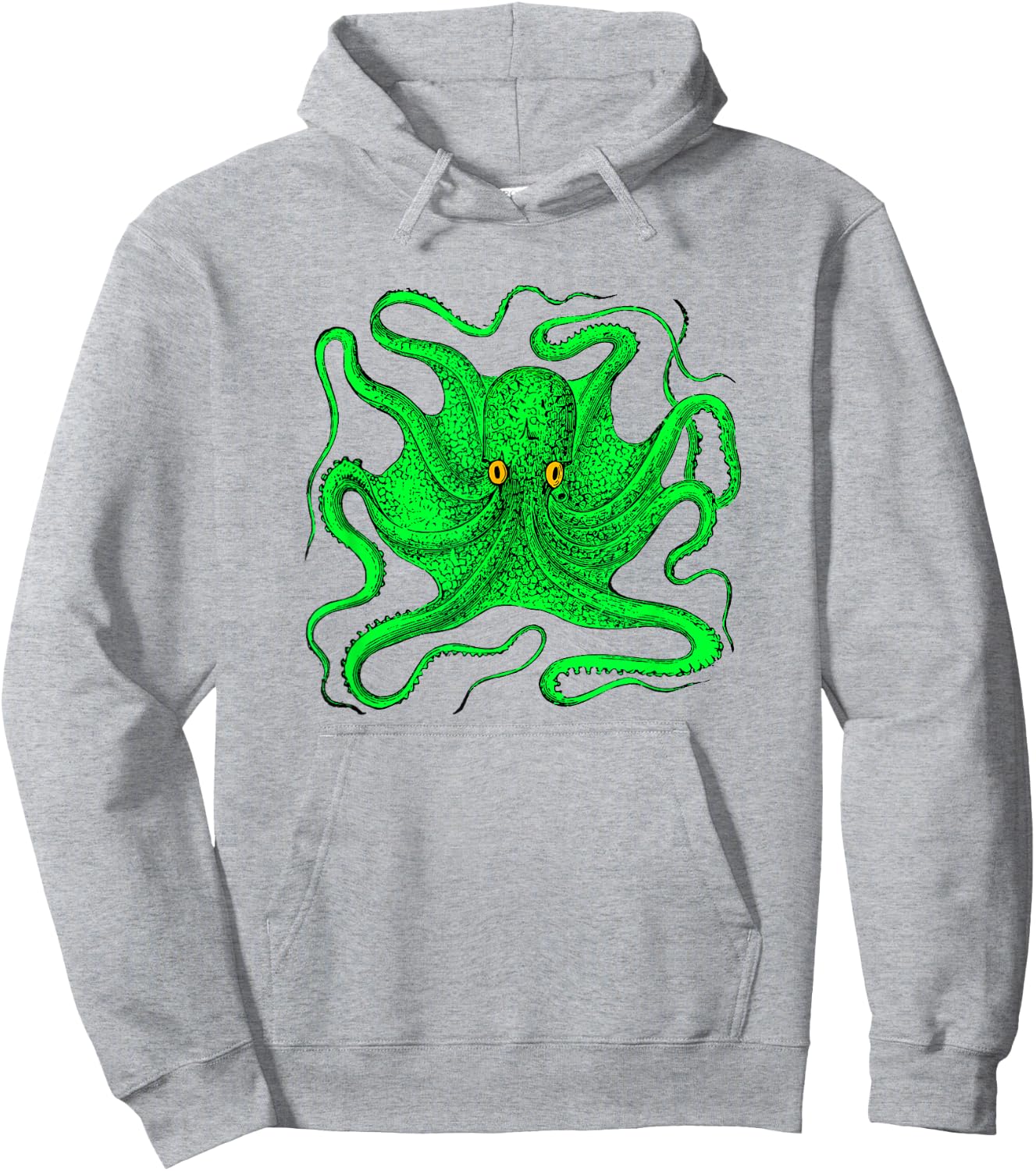Octopus Shirt (green with yellow eyes) Hoodie - Hoodie | Ash