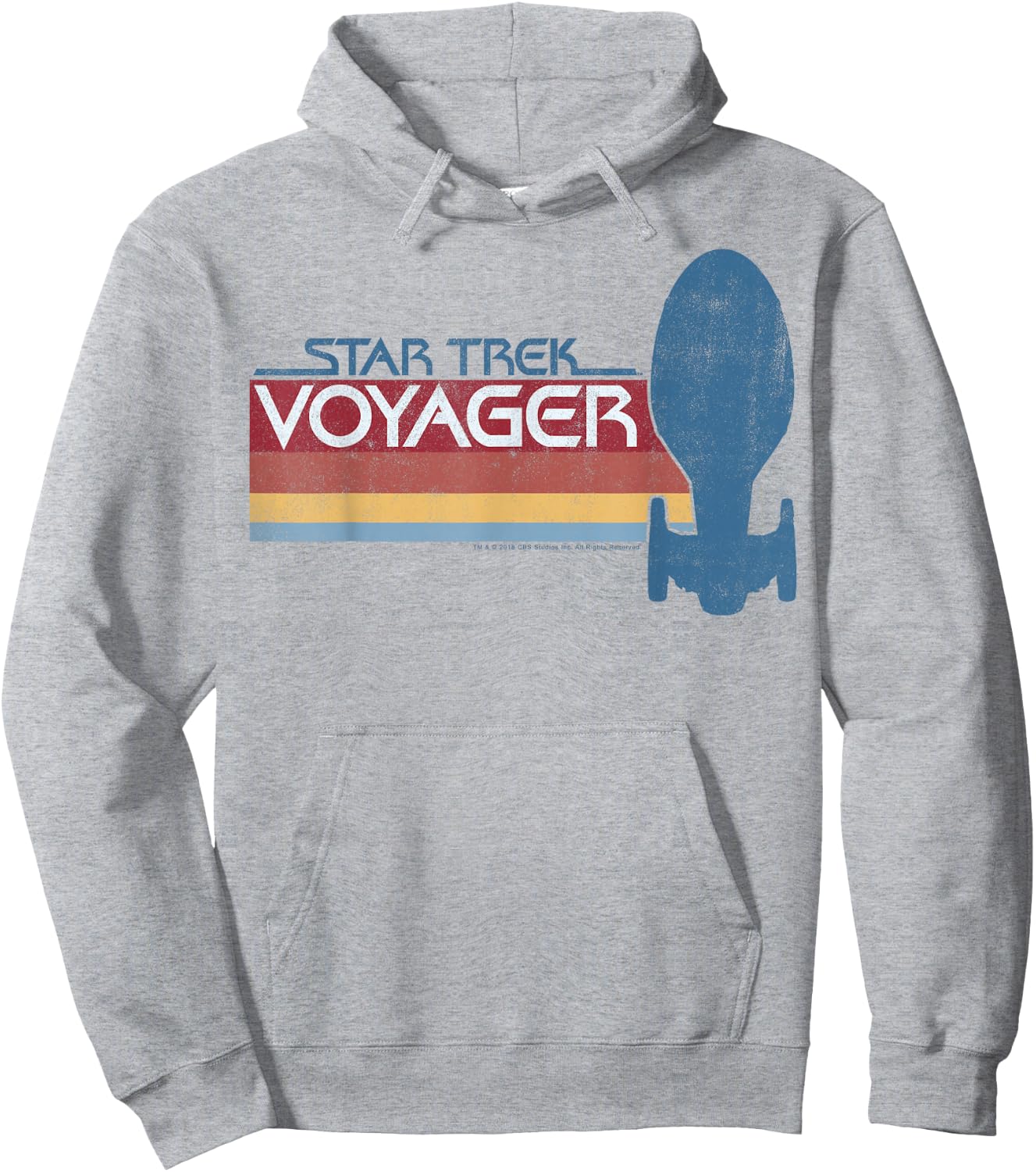 Star Trek Voyager Retro Rainbow Stripe Hoodie - Hoodie | Ash