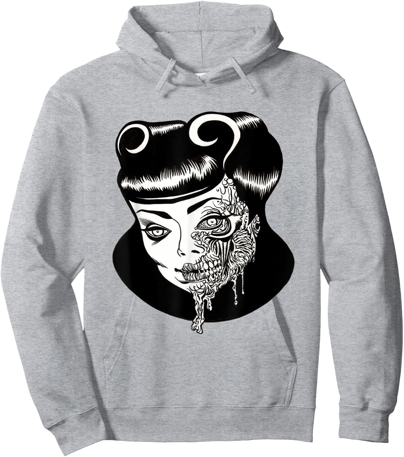 Zombie Pin-Up Girl Head Hoodie - Hoodie | Ash