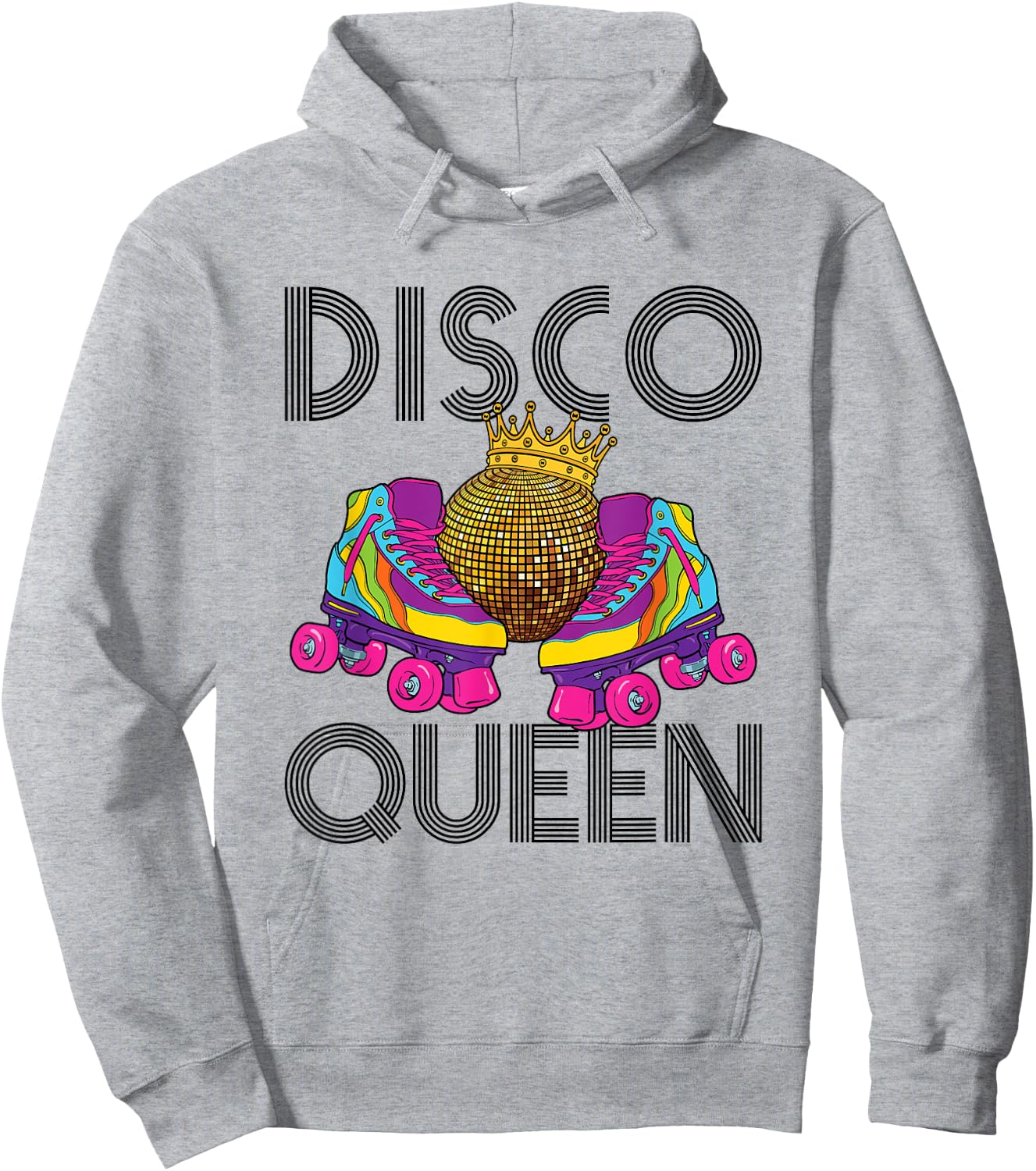 Disco Queen Retro Roller Skating Skater Skate Hoodie - Hoodie | Ash