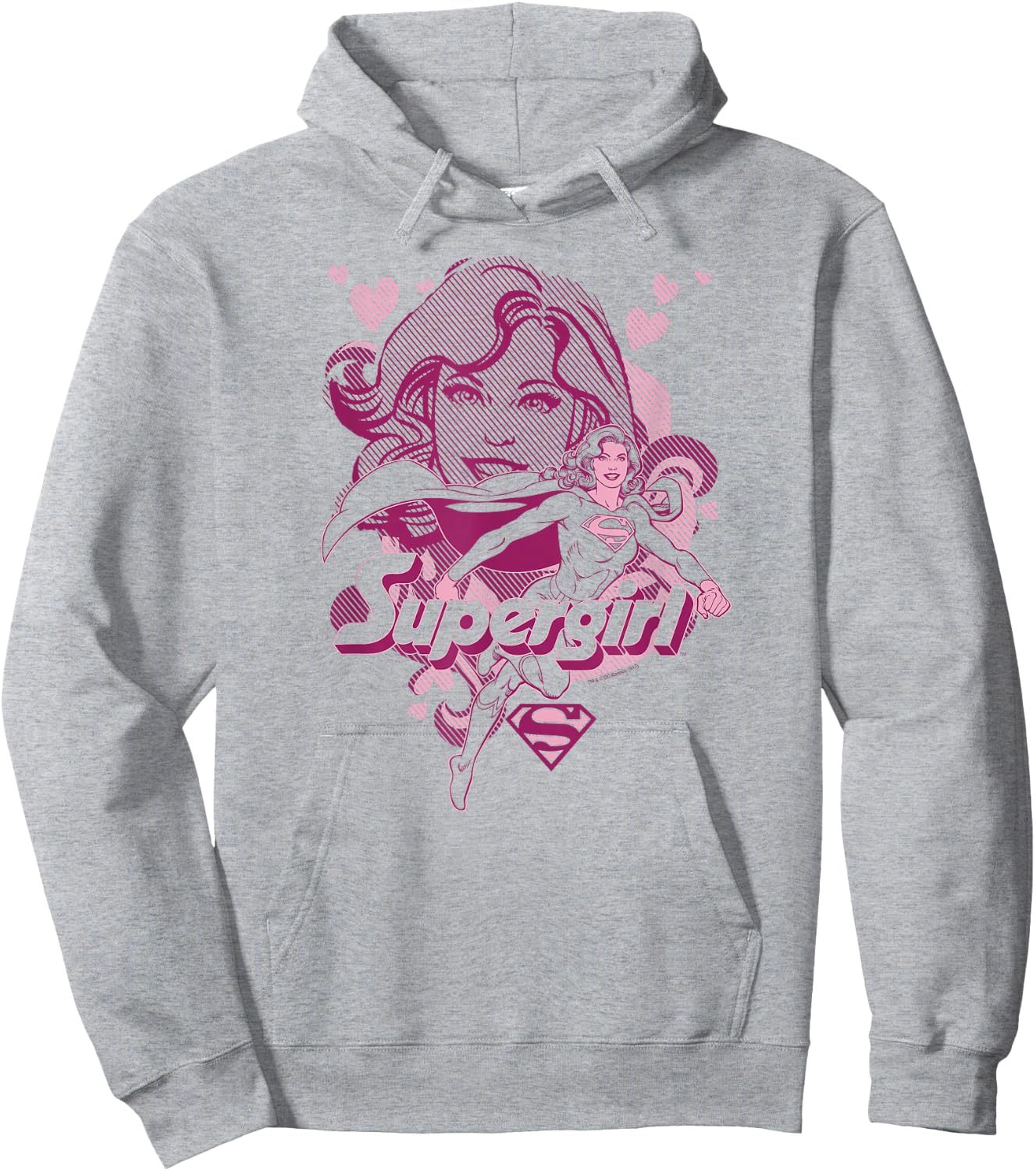 Supergirl Hearts Collage T Shirt Hoodie - Hoodie | Ash