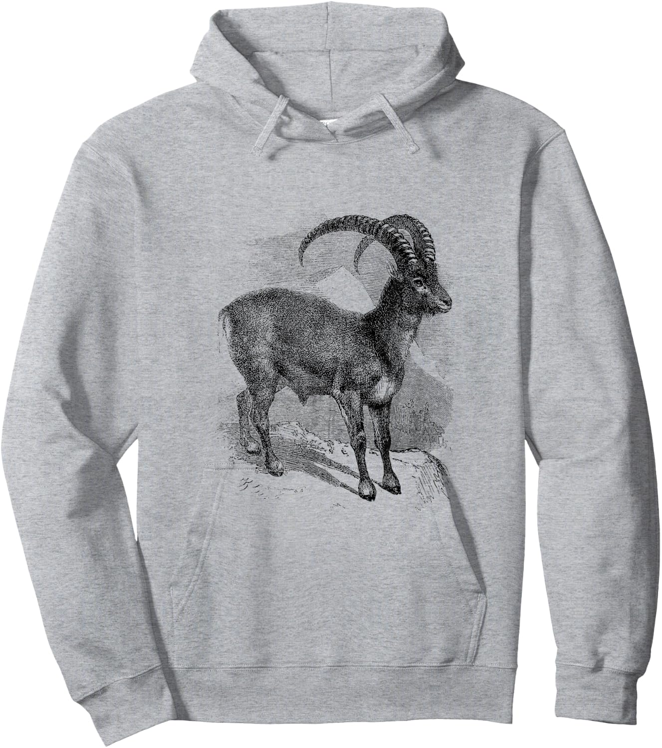 Ibex Mountain Goat Print Hoodie - Hoodie | Ash