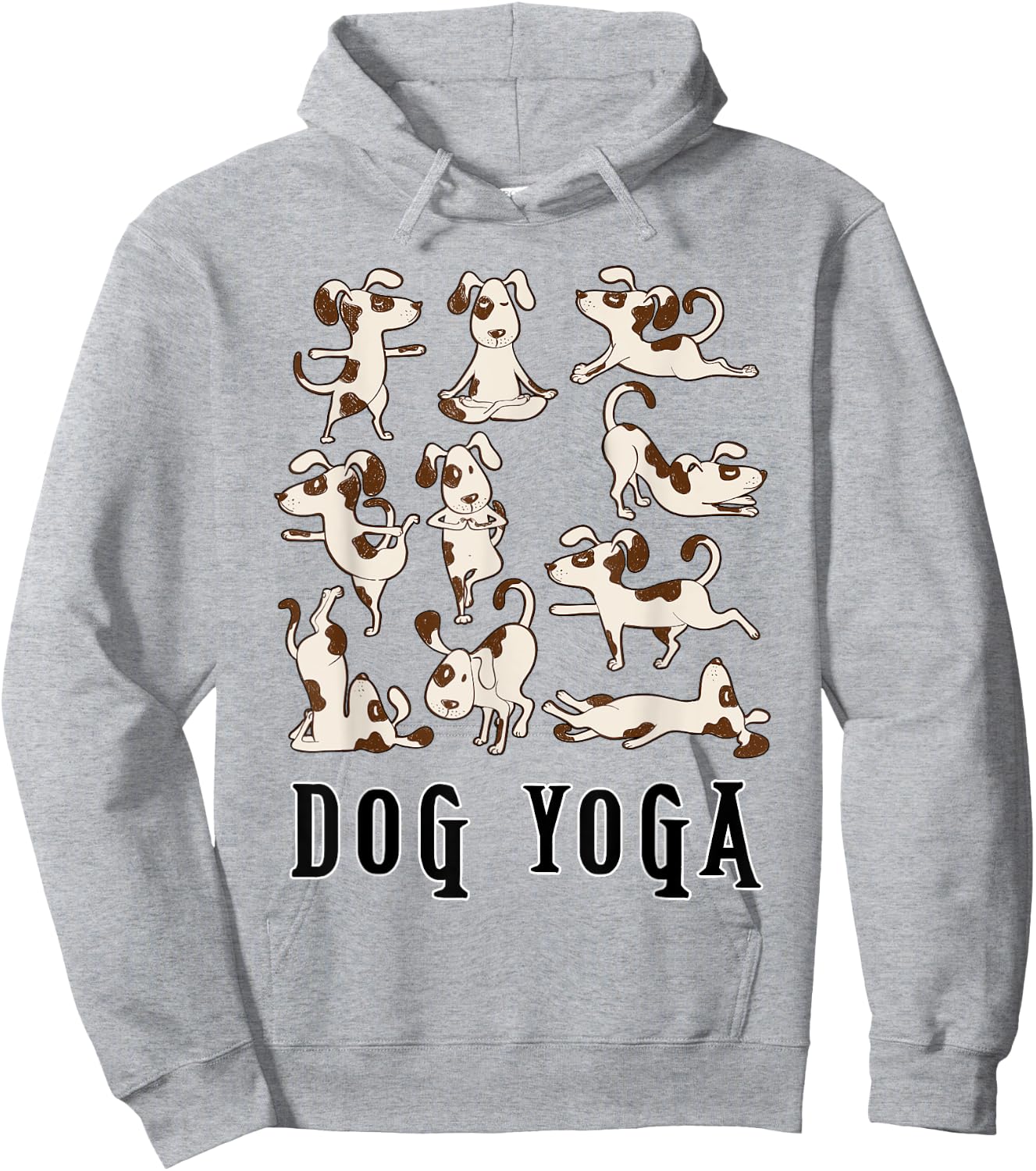 Fun Dog Yoga Gift T Shirt - Cute Family Wear Lt Hoodie - Hoodie | Ash