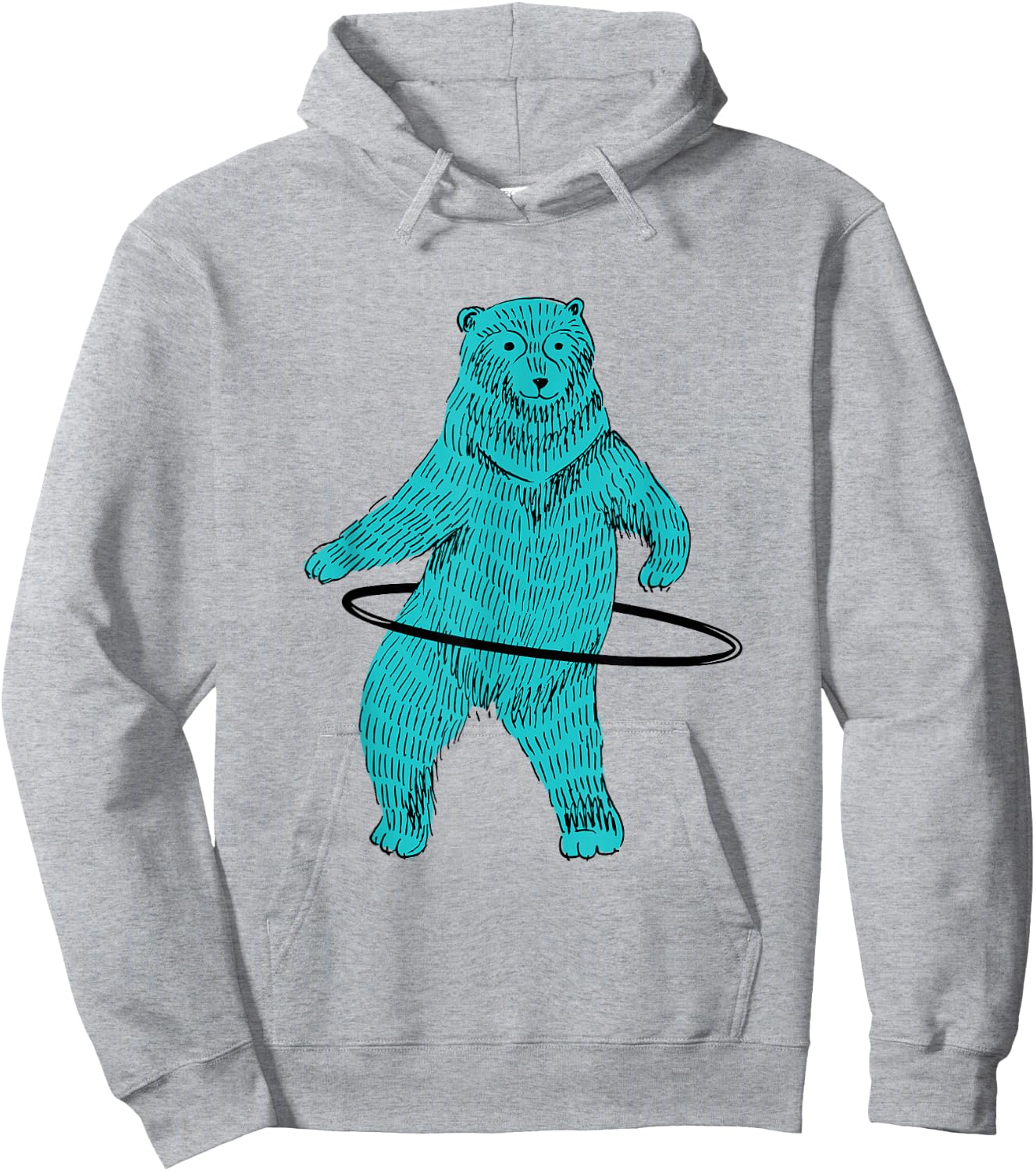Hula Hooping Hoop Dancing Blue Hipster Bear Art Hoodie - Hoodie | Ash