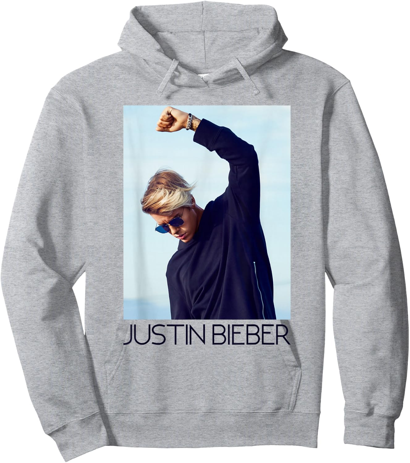 Justin Bieber Official Blue Shades Fist Hoodie - Hoodie | Ash