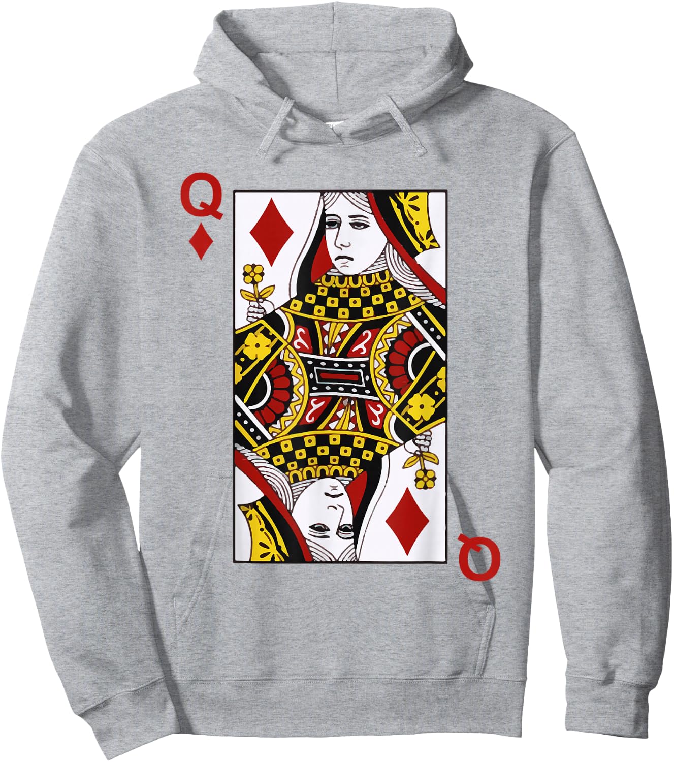 Queens of Diamonds Q Blackjack Playing Cards Hoodie - Hoodie | Ash