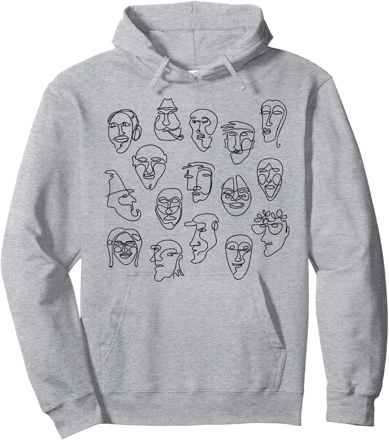 Single Line Face Design Character Hoodie - Hoodie | Ash