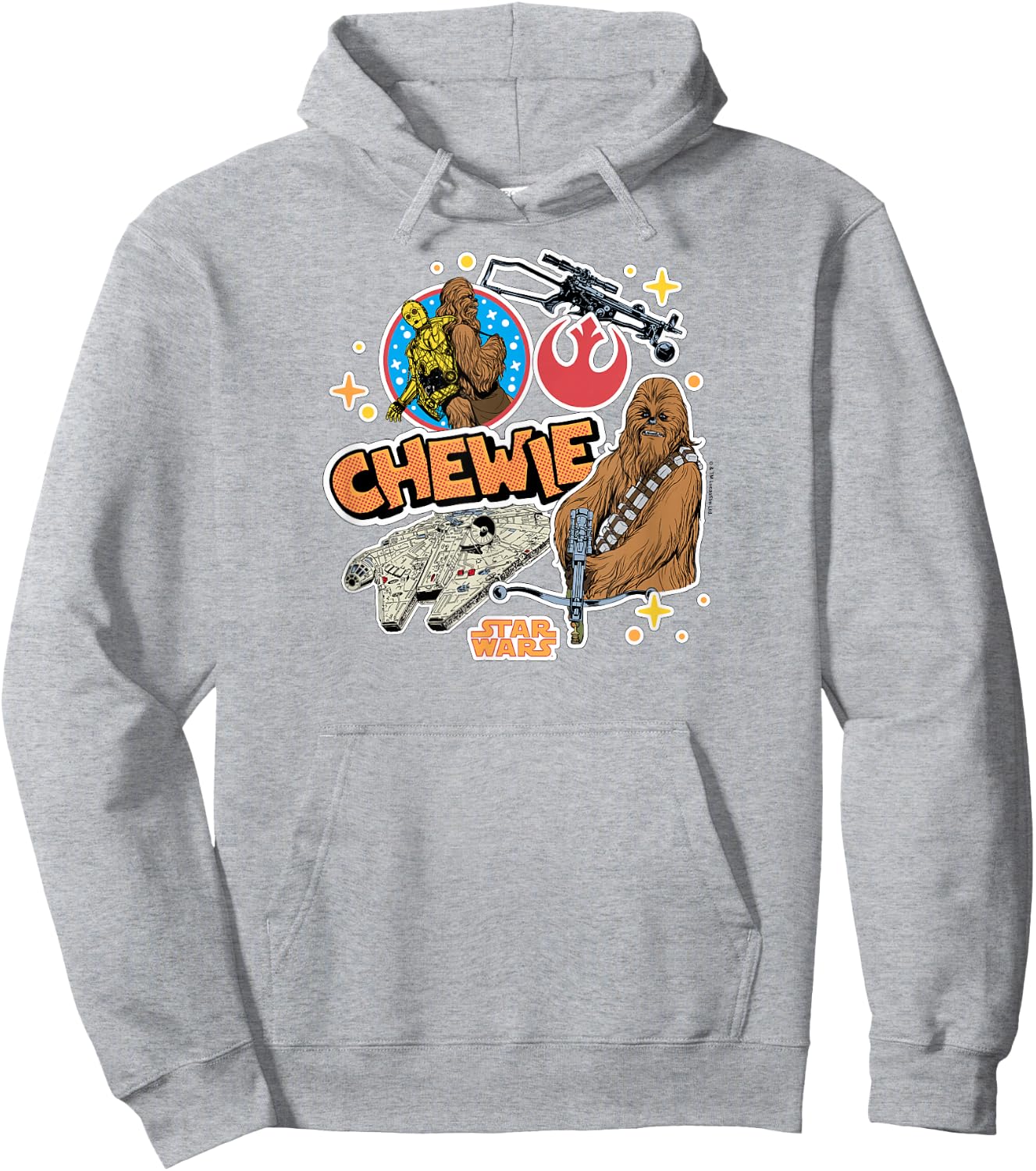 Star Wars - Chewbacca Stickers Hoodie - Hoodie | Ash