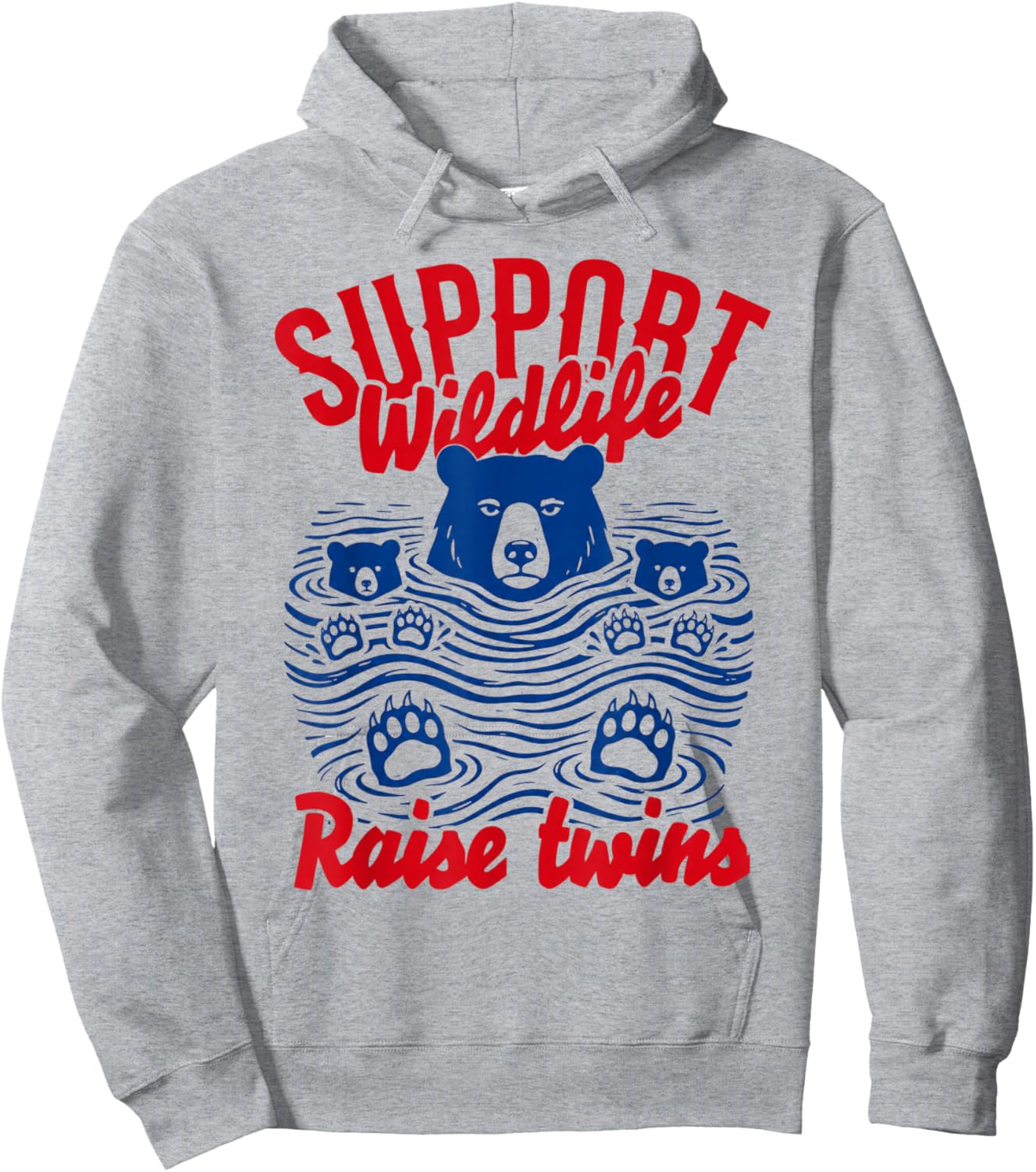 Support Wildlife Raise Twins Hoodie - Hoodie | Ash