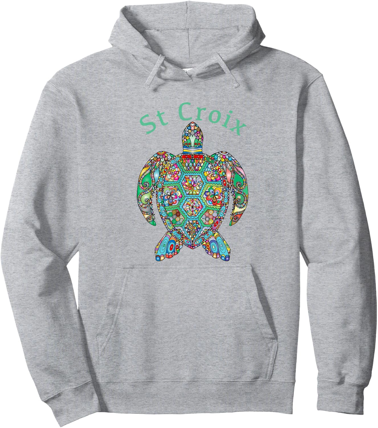 St Croix Tribal Turtle Gift Hoodie - Hoodie | Ash
