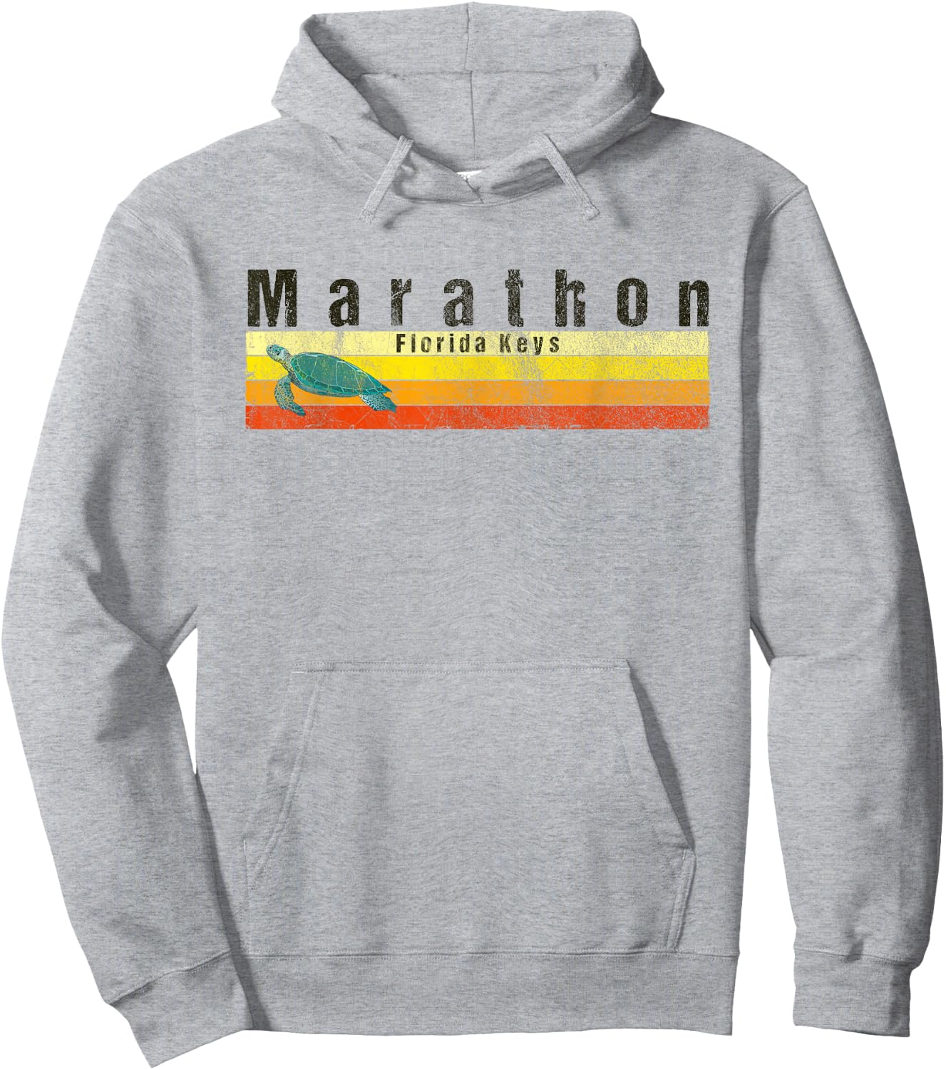 Marathon Key Florida Vintage Style Sea Turtle Hoodie - Hoodie | Ash