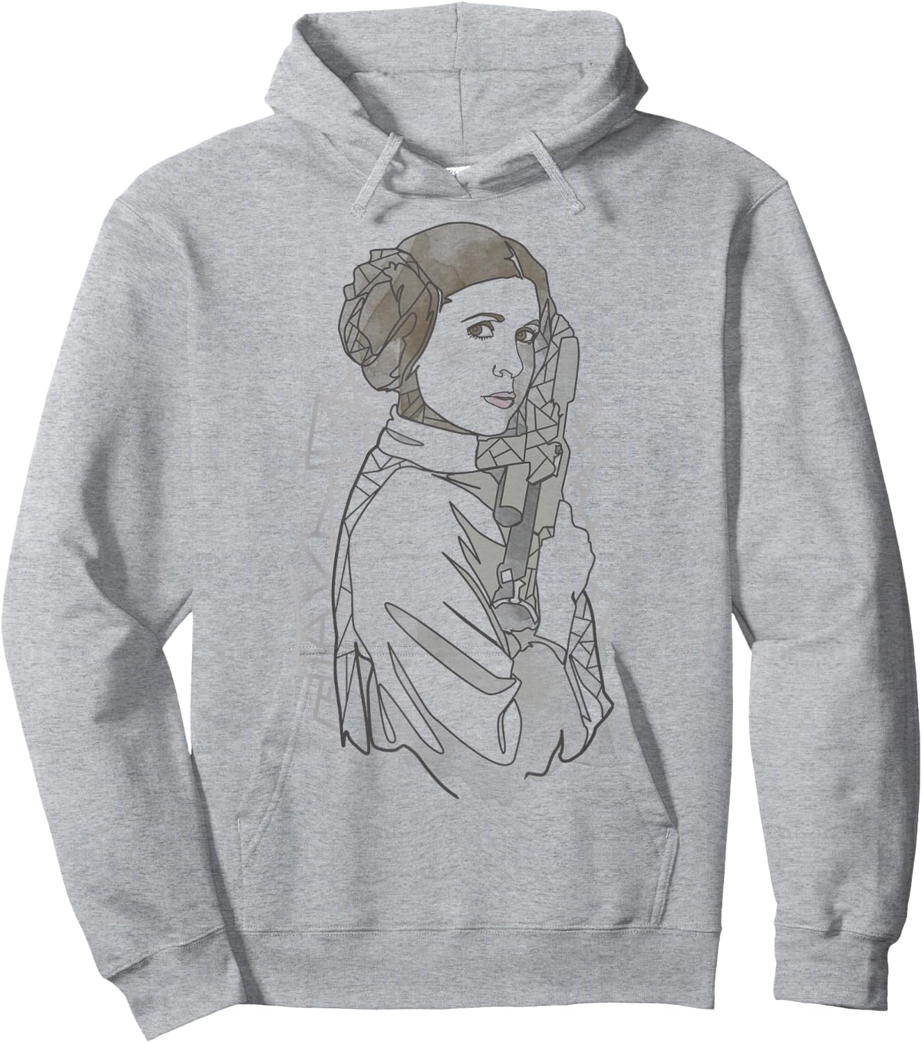 Star Wars Princess Leia Geometric Line Drawing Hoodie - Hoodie | Ash