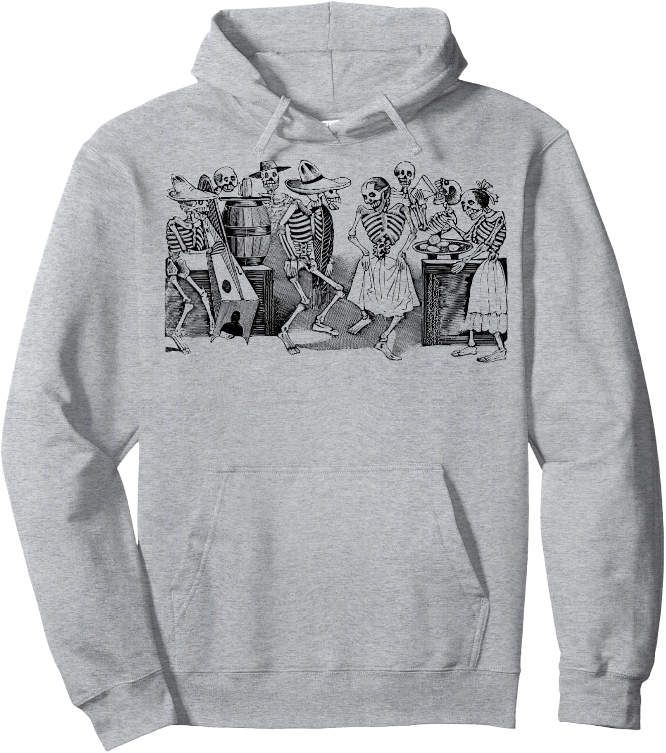 Mintage Dancing Skeletons Hoodie - Hoodie | Ash