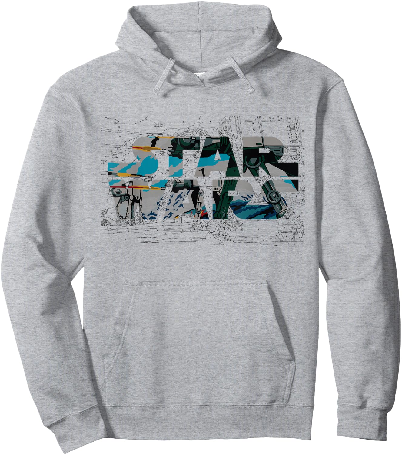 Star Wars Logo AT-AT Walker Battle Hoodie - Hoodie | Ash